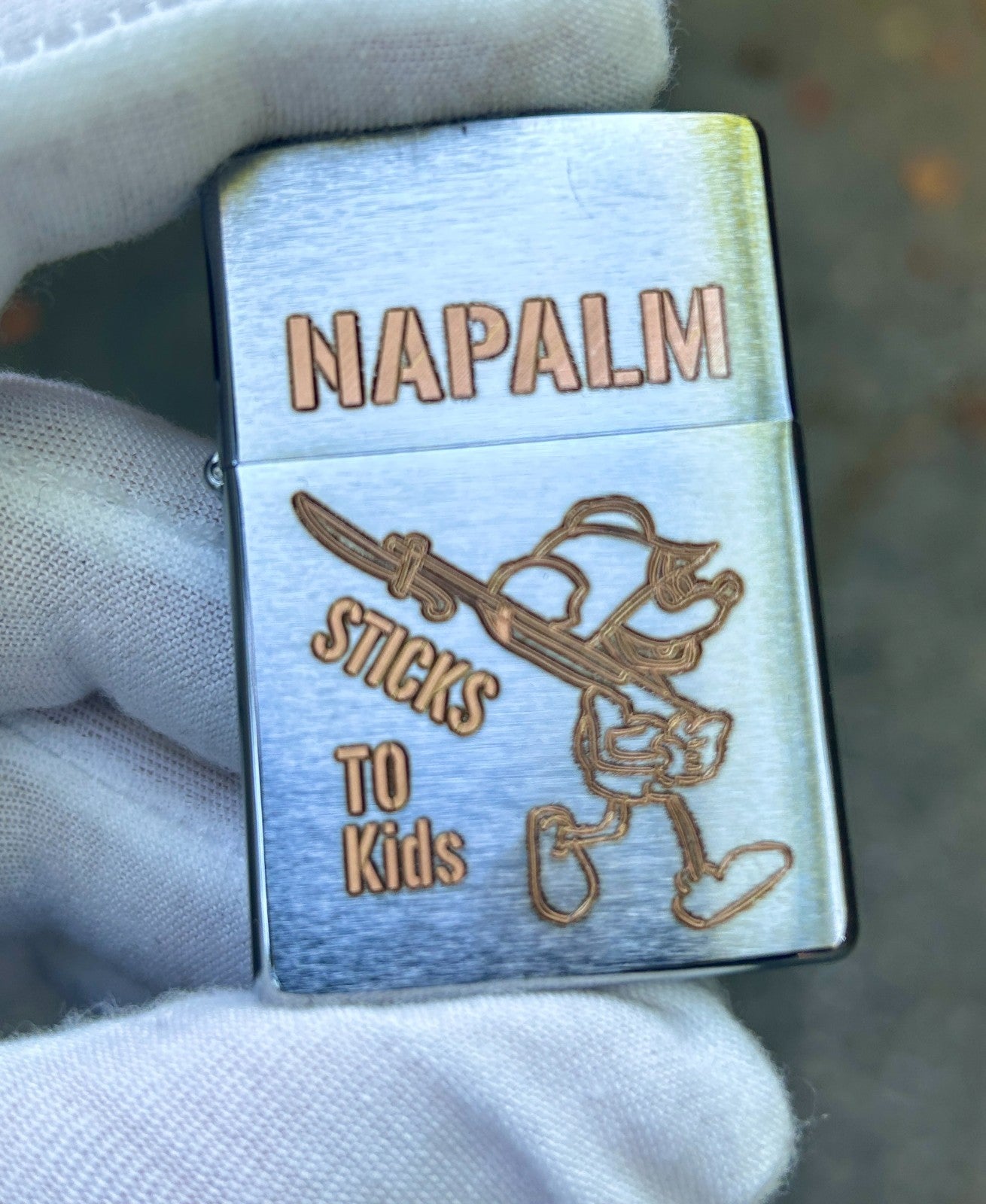 Napalm Sticks to Kids Zippo Lighter Vietnam War Replica | Stainless Chrome | USA