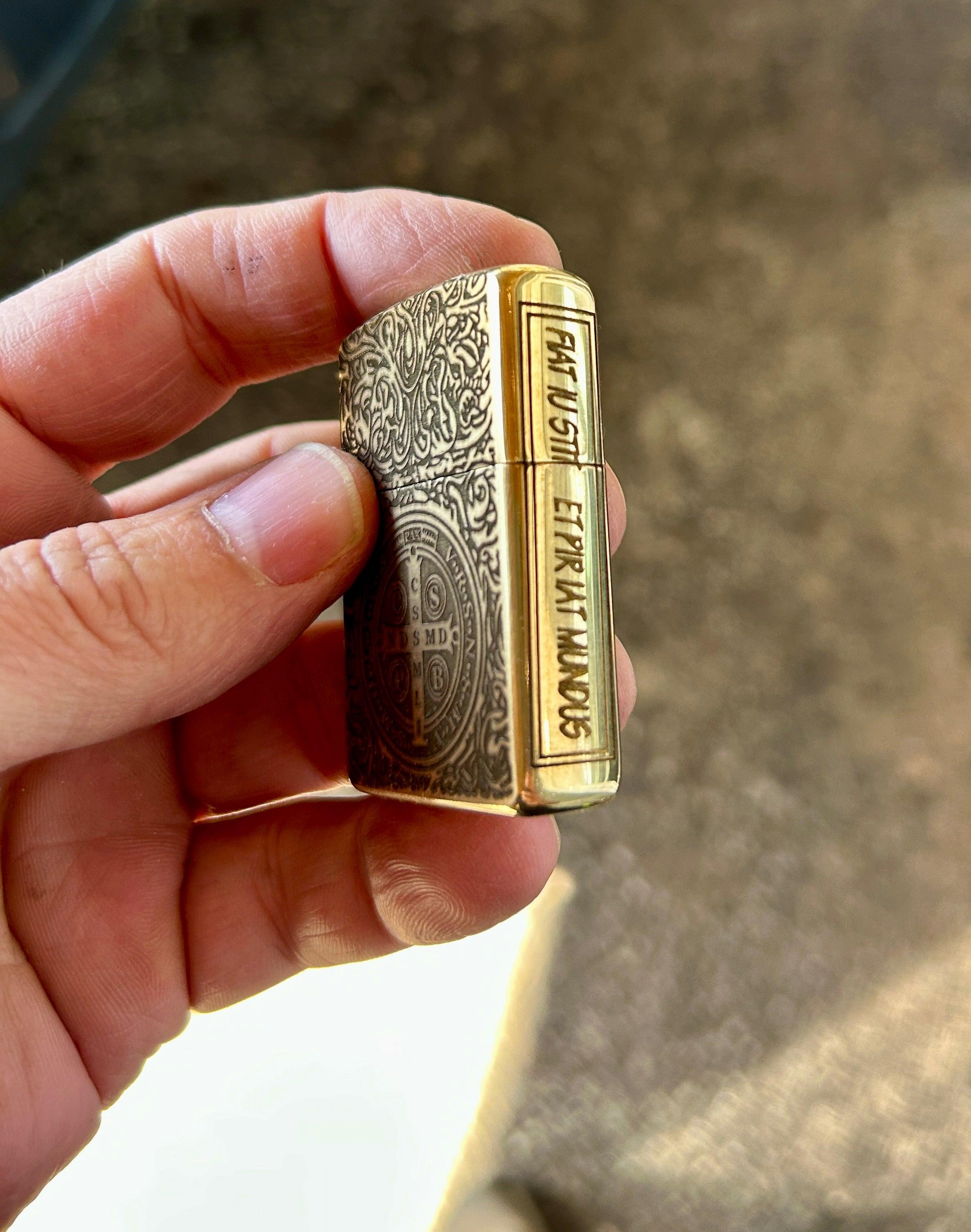 Engraved Brass Zippo Lighter | Constantine Lighter| Made in the USA | Solid Brass Armor Case