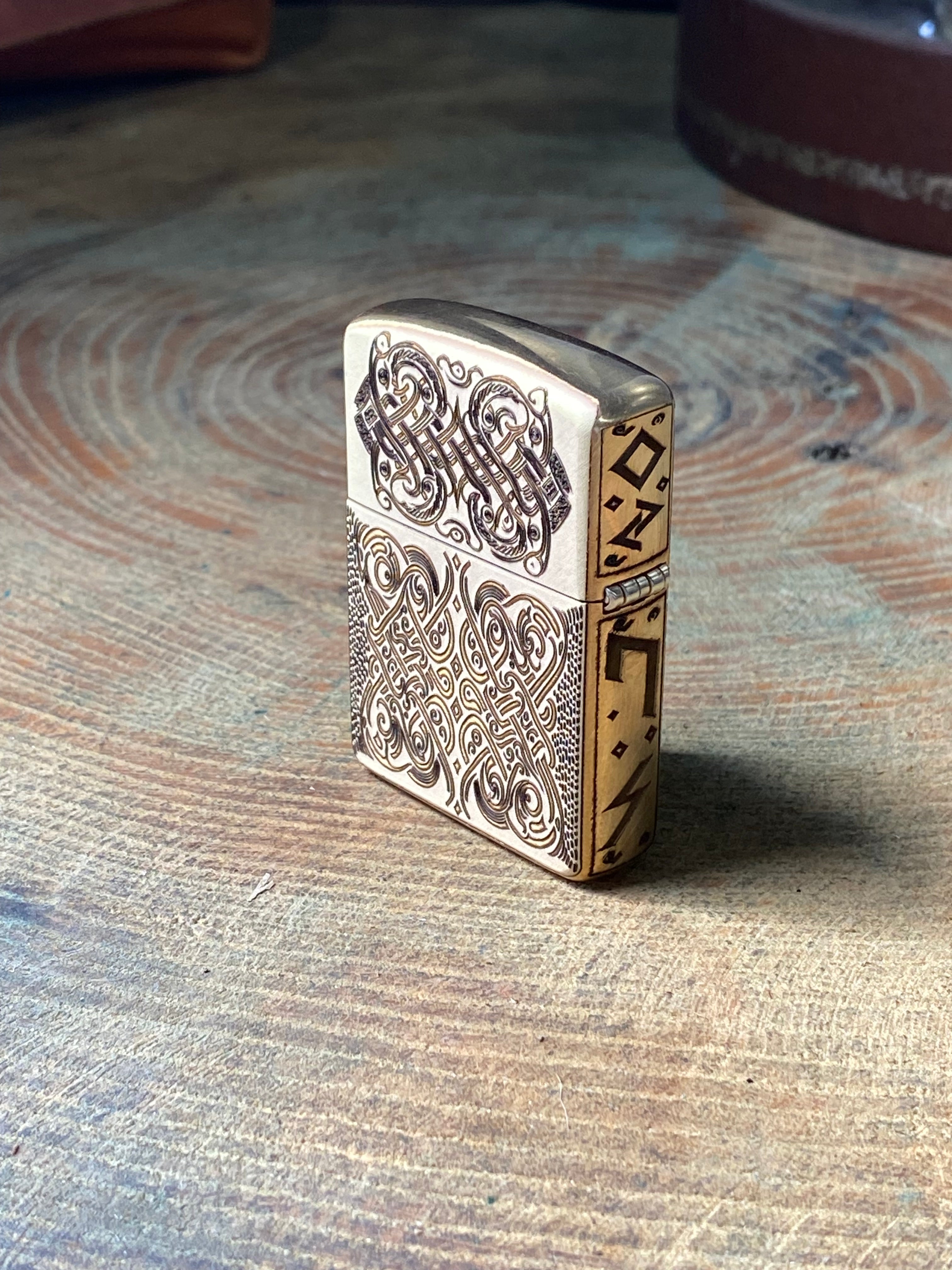 Norse Wayfinder | 4 Side Engraved | Brass Armor Zippo