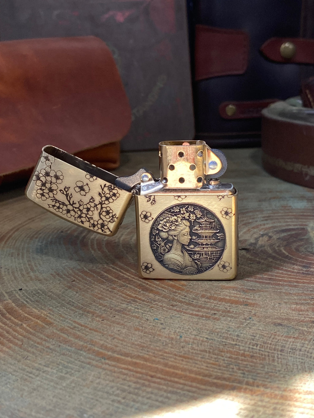 Japanese Geisha 3D | 4 Side Engraved | Brass Armor Zippo