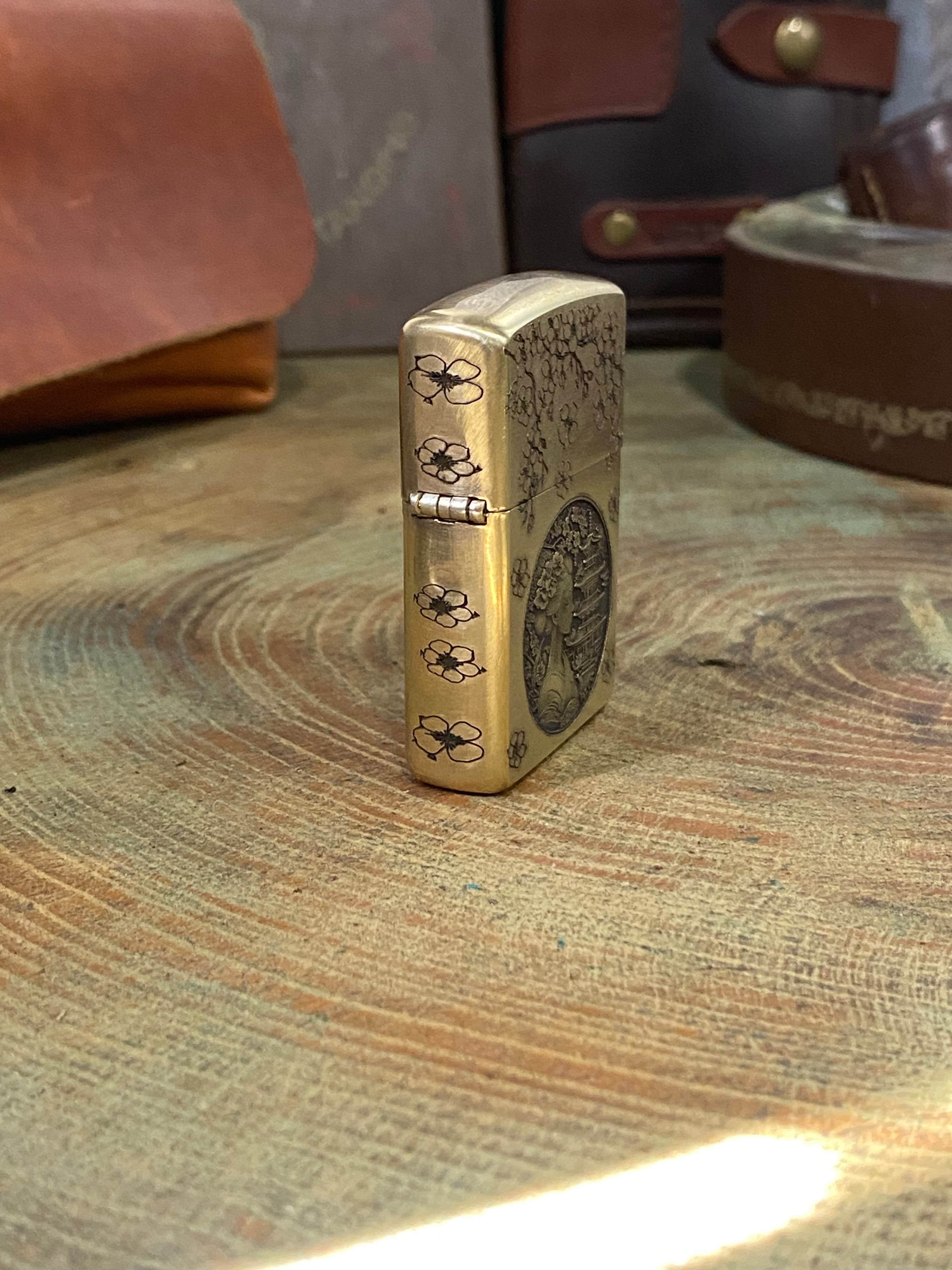 Japanese Geisha 3D | 4 Side Engraved | Brass Armor Zippo