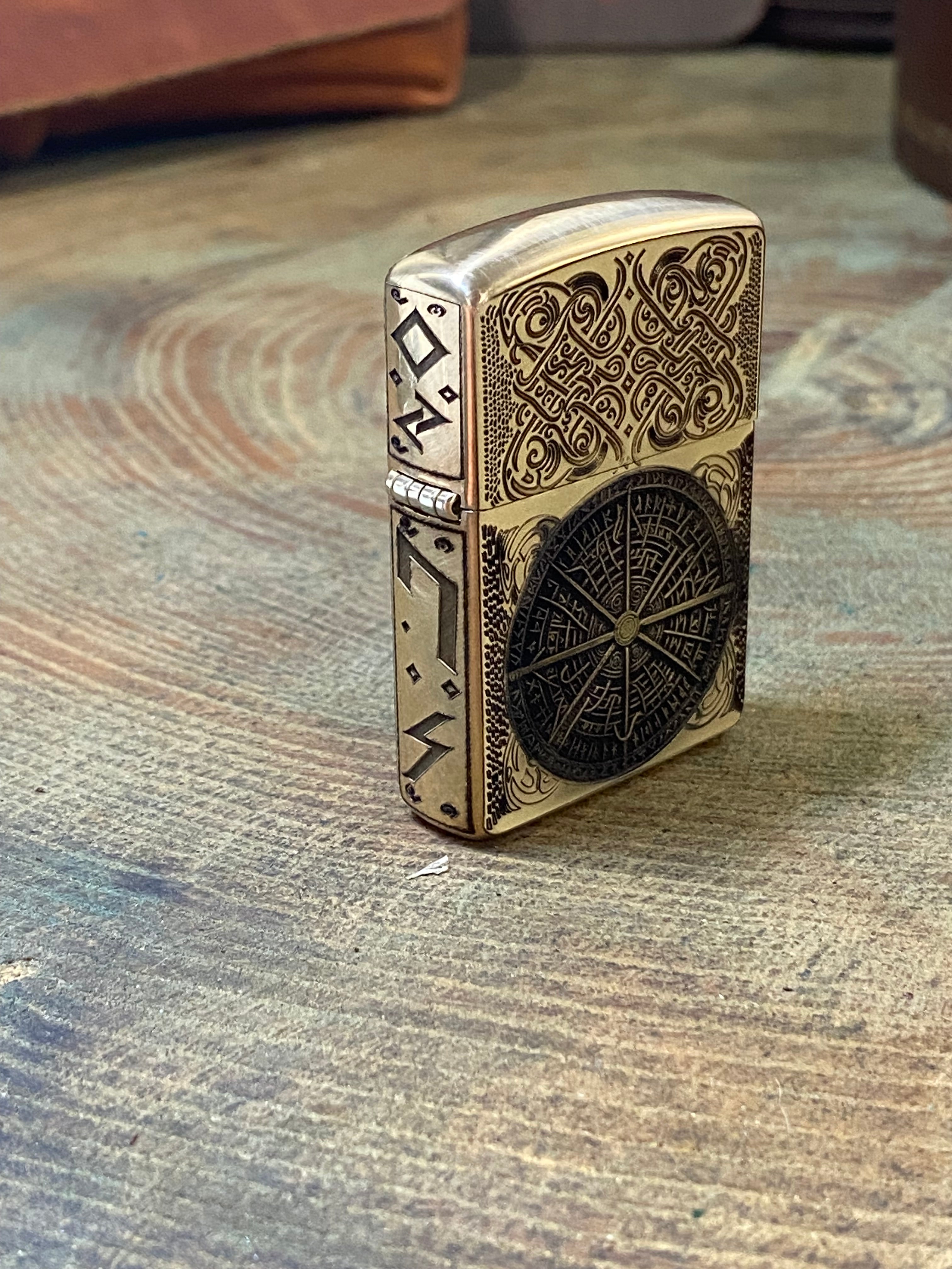 Norse Wayfinder | 4 Side Engraved | Brass Armor Zippo