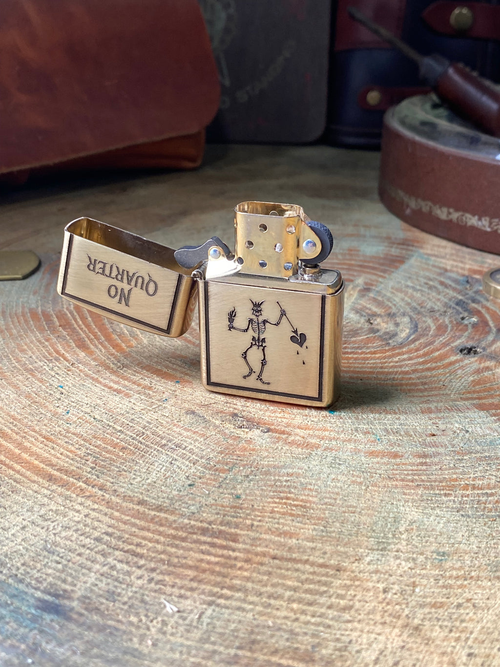 Blackbeards Flag | Edward Teach | Brass Armor Zippo