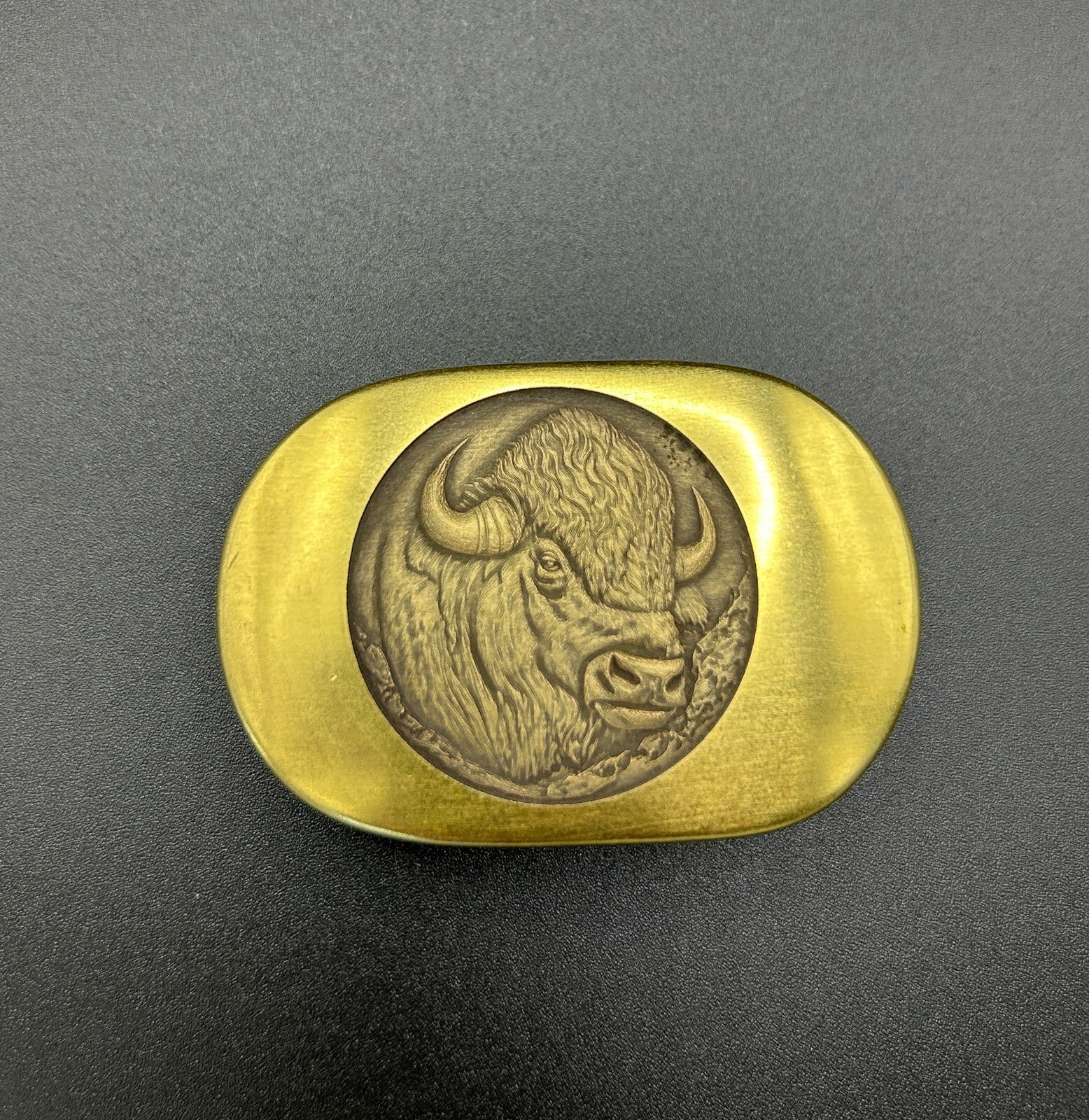 Bison Bust Belt Buckle | Cast Polished Brass | Made in USA