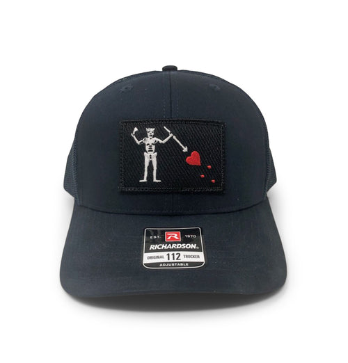 Blackbeards Flag Patch Hat Richardson 112 SnapBack Trucker Ball Cap Navy Blue