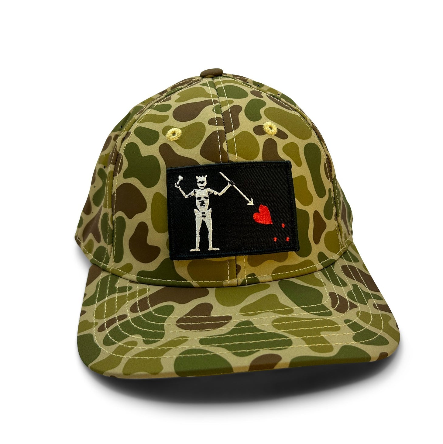 Blackbeard Flag Patch Hat SoBro Duck Camo Laser Performance | Jolly Roger |