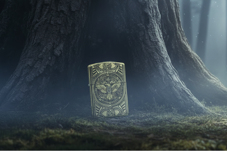 Huggin/ Muninn & Mjöllnir 3D | Odin & Thor | 4 Side Engraved | Brass Armor Zippo