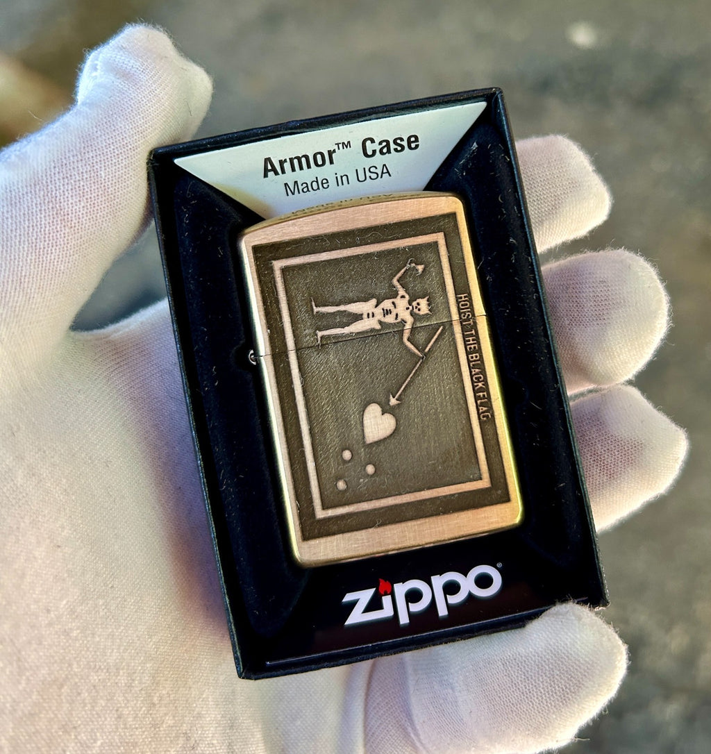 Blackbeard’s Flag 1718 “No Quarter” Zippo Armor Brass | Deep Engraved Jolly Roge