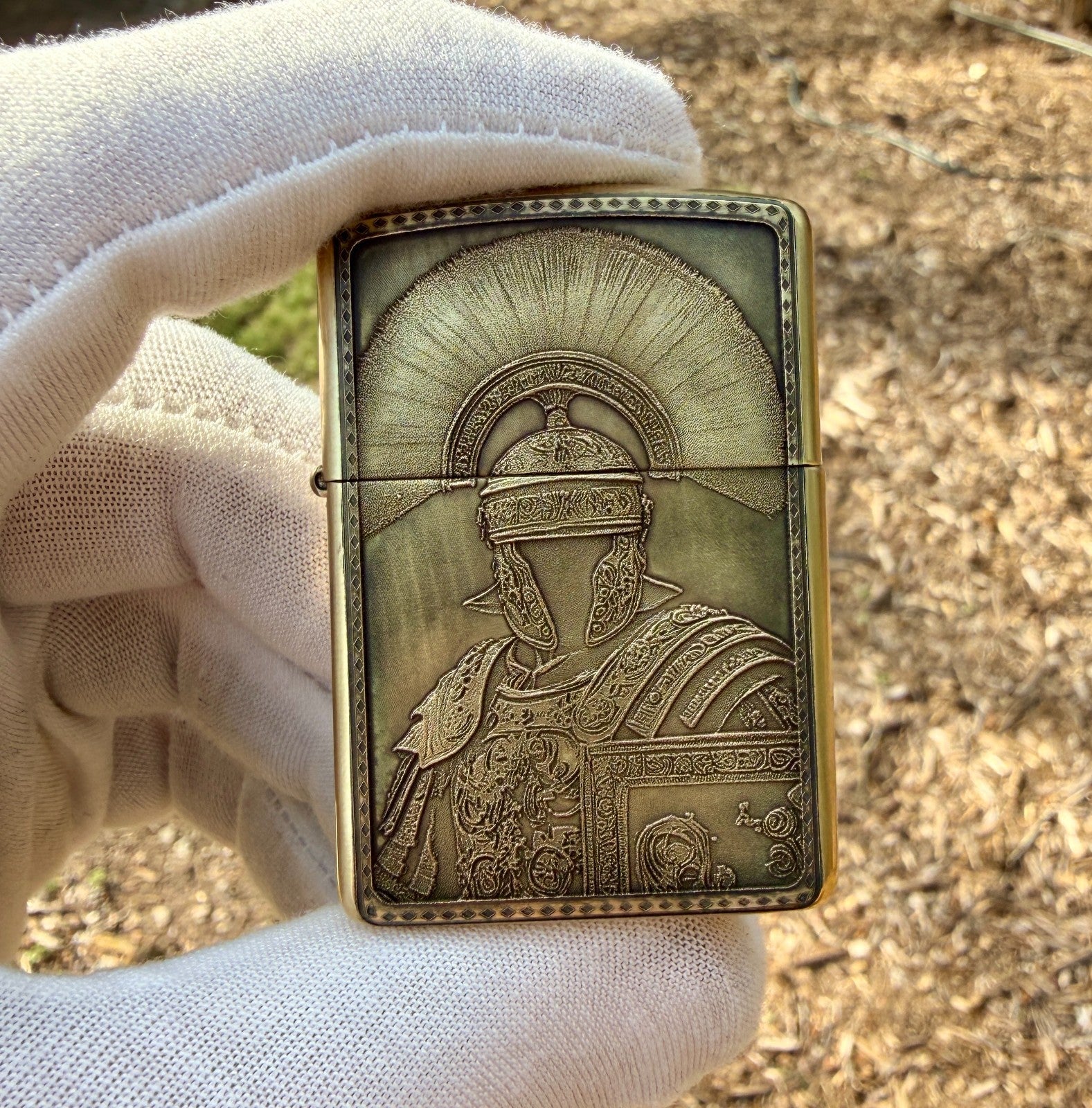 Warrior of Sparta 3D Engraved Brass Armor Zippo Lighter | Custom USA Made |