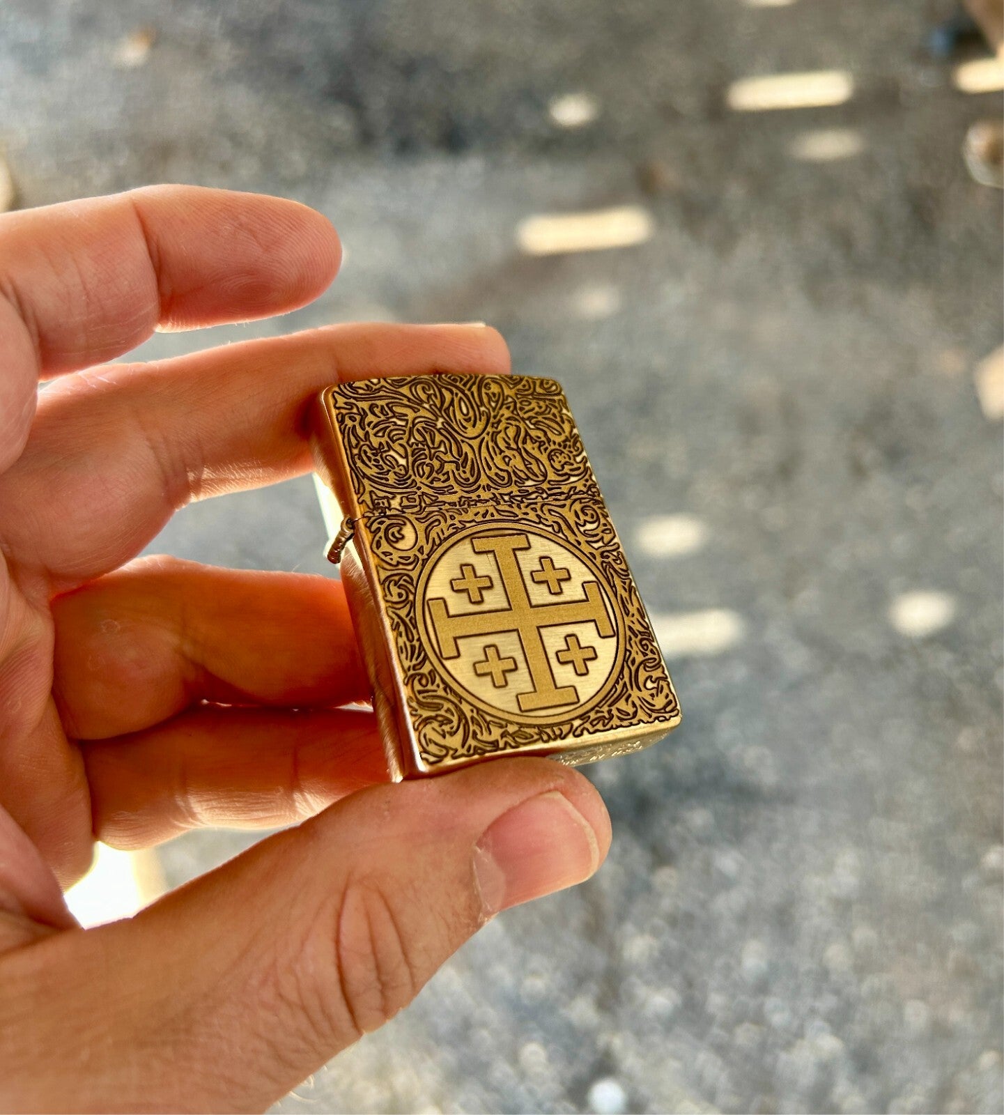 Jerusalem Cross Brass Custom Zippo Lighter | Solid Brass Zippo | Made In USA