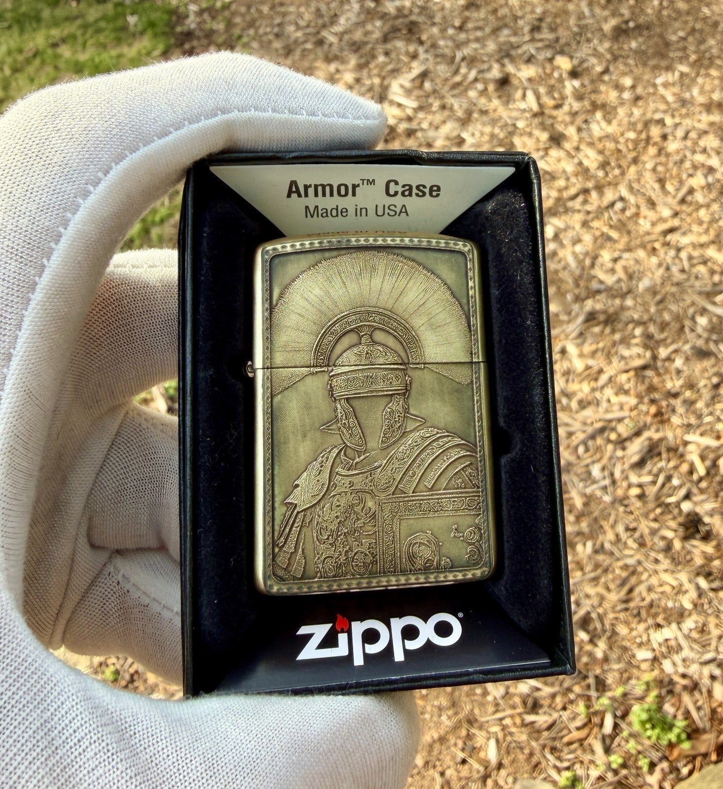 Warrior of Sparta 3D Engraved Brass Armor Zippo Lighter | Custom USA Made |