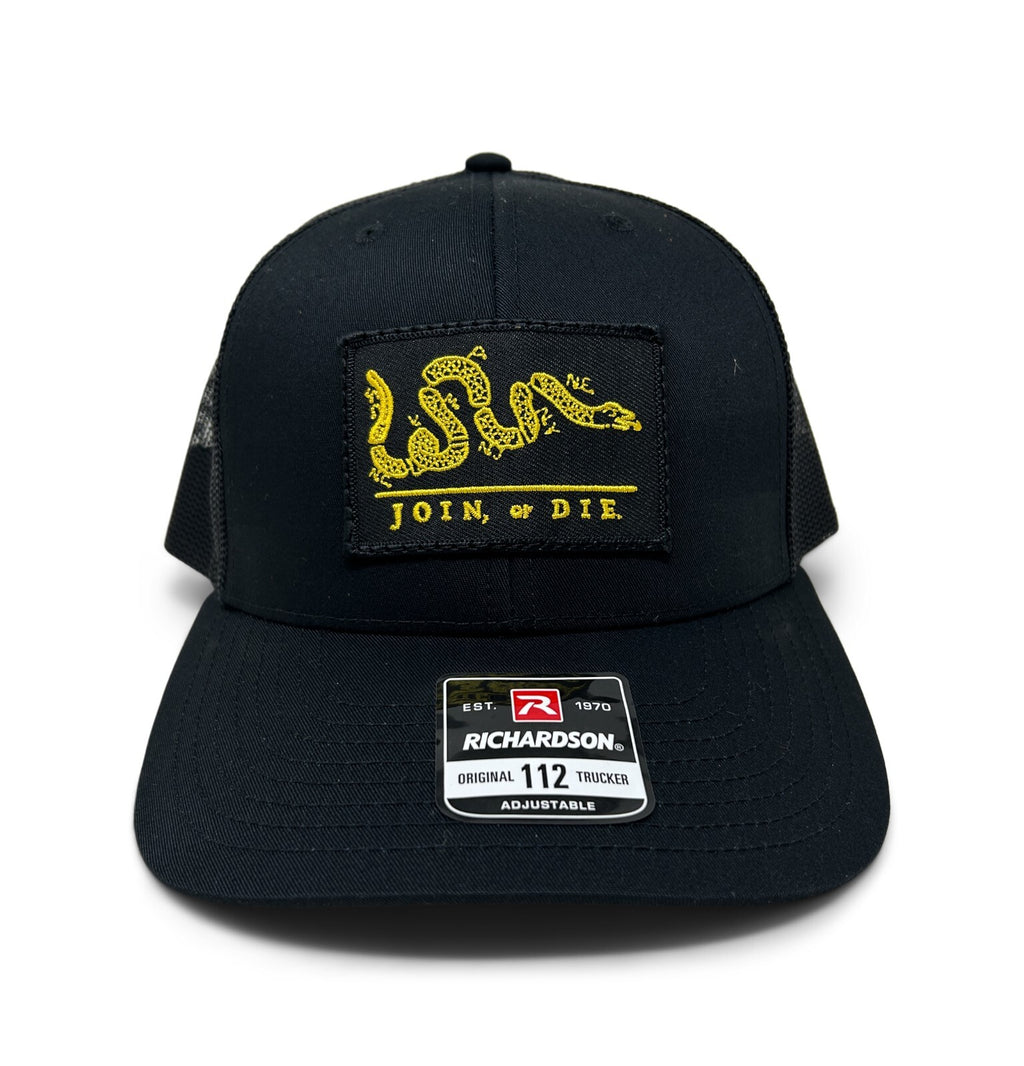 Patch Hat | Join or Die Patch | Richardson 112 | Military | Black | Made in USA
