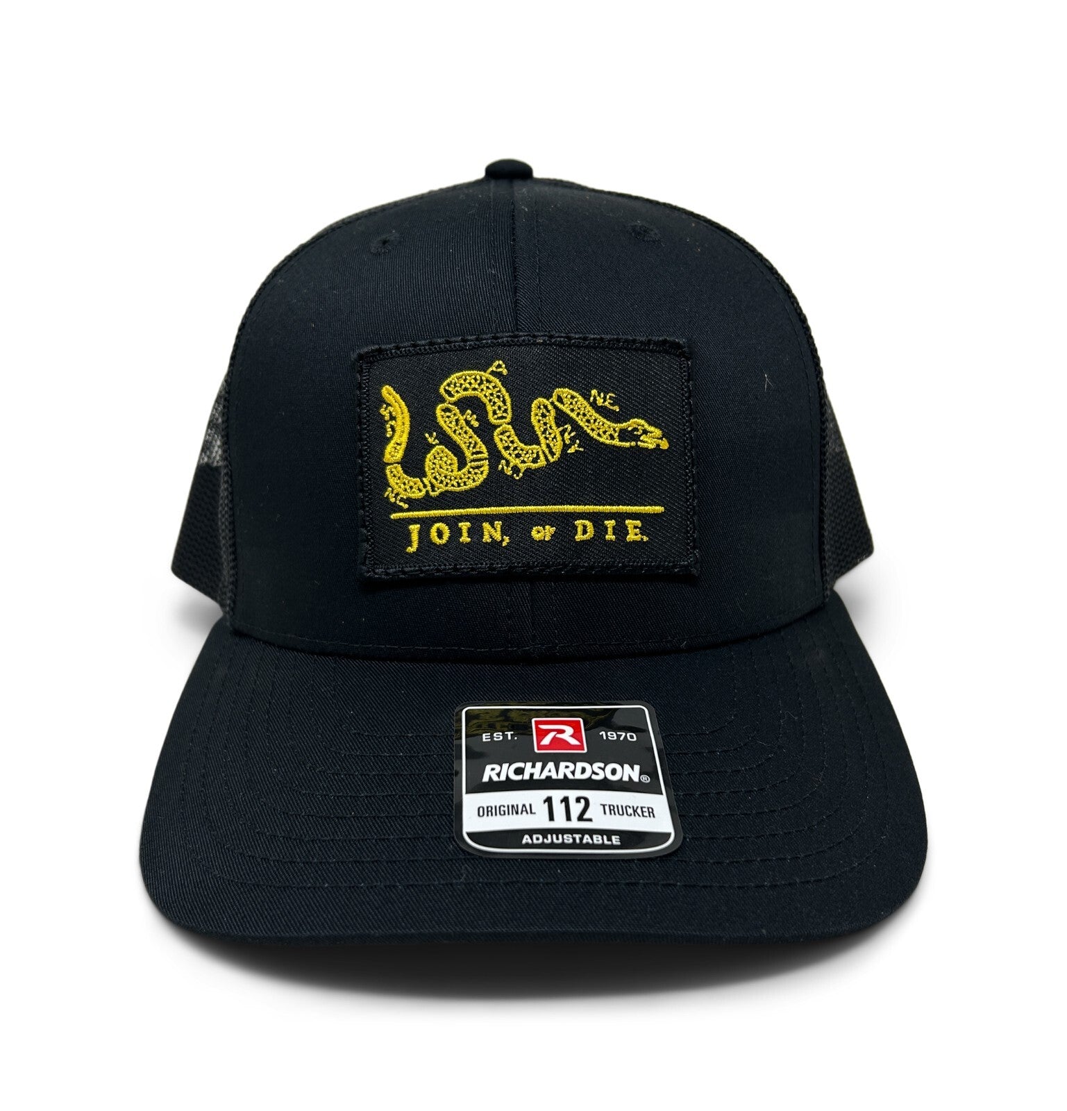Patch Hat | Join or Die Patch | Richardson 112 | Military | Black | Made in USA