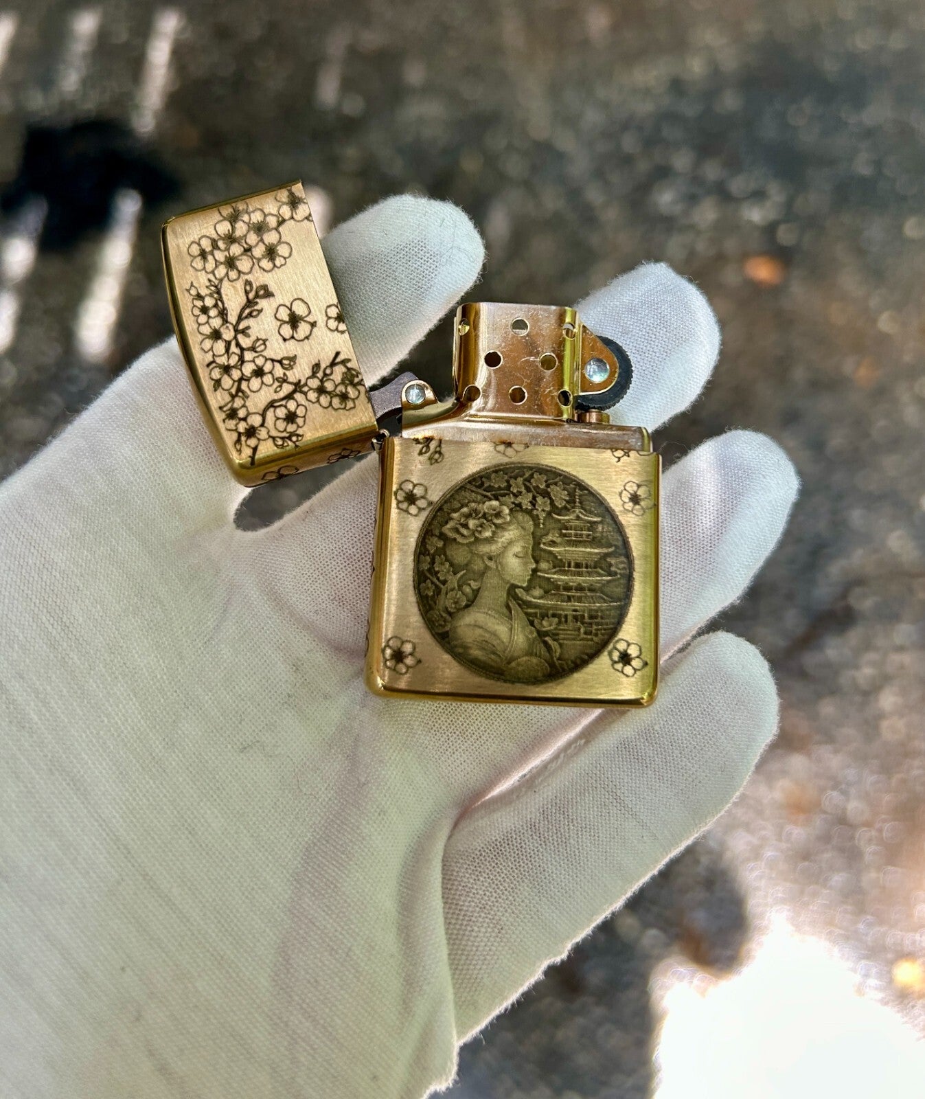 Japanese Geisha Armor Zippo Lighter | Custom Engraved Brass | Made in USA |