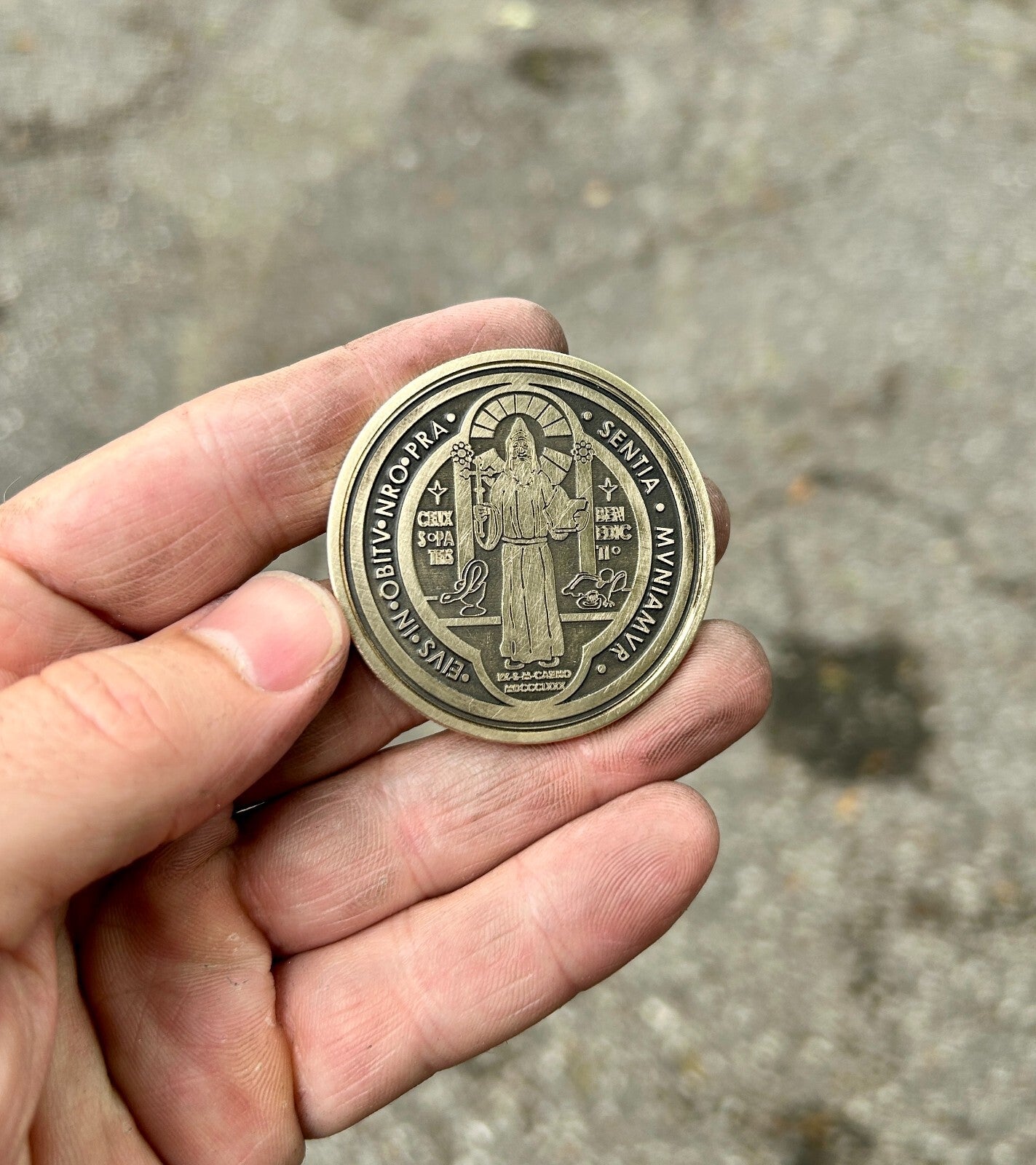 Saint Benedict Coin | Solid Brass | 50MM | Engraved in USA | Challenge Coin |