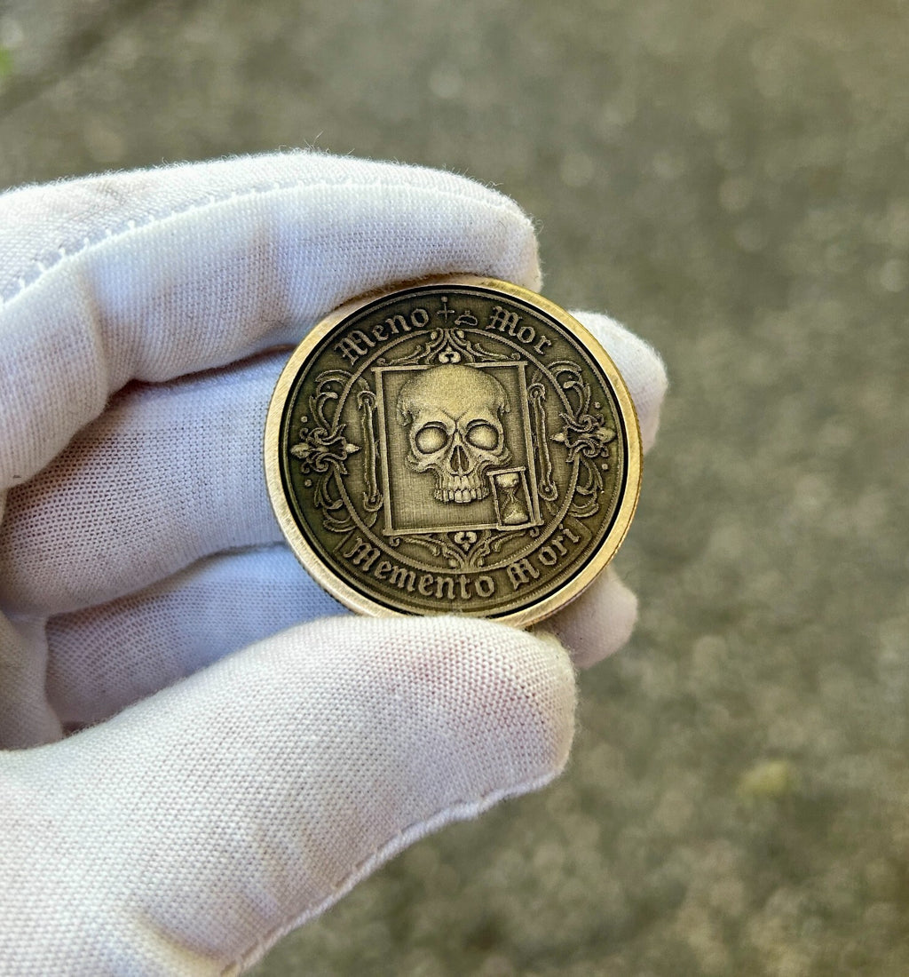 Memento Mori Coin | Solid Brass | 40MM | Engraved in USA | Challenge Coin |
