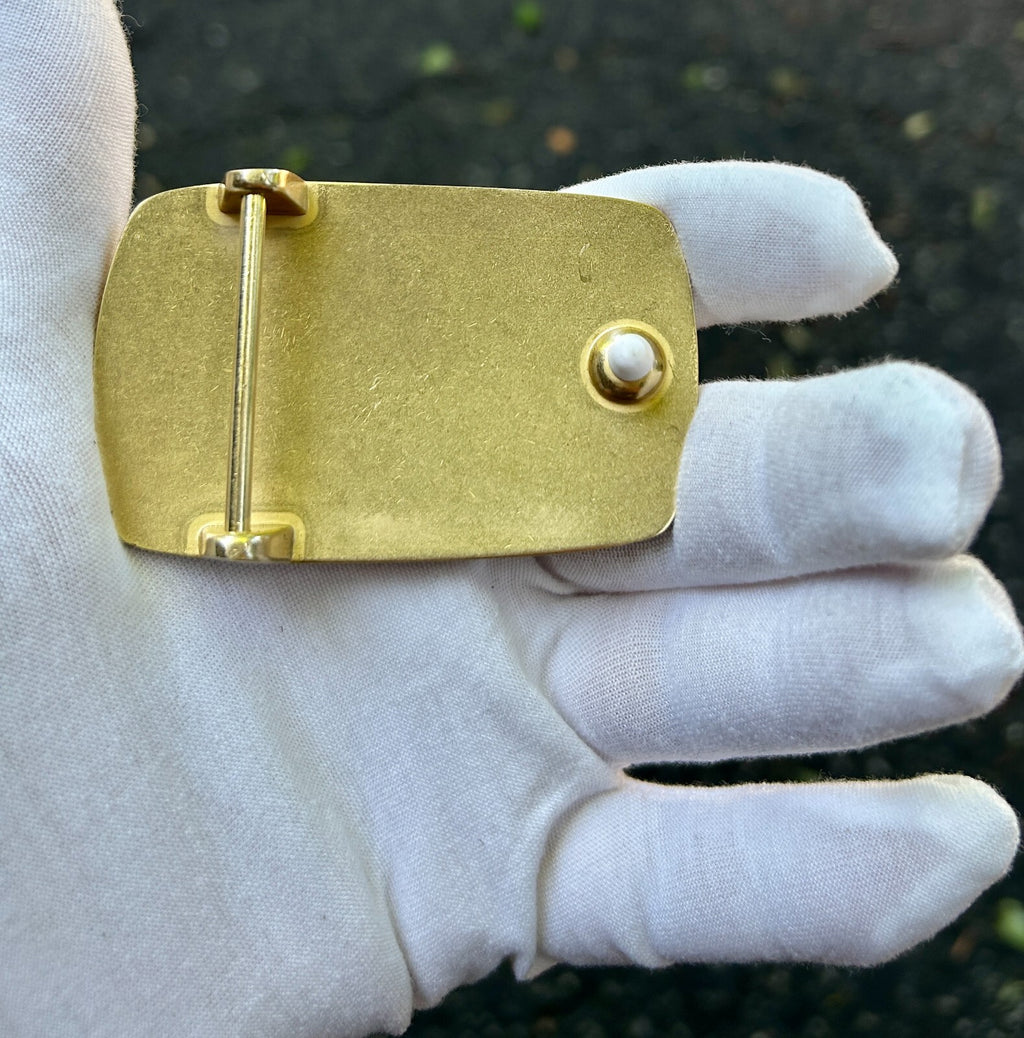 Aztec Theme Belt Buckle | Cast Polished Brass | Made in USA