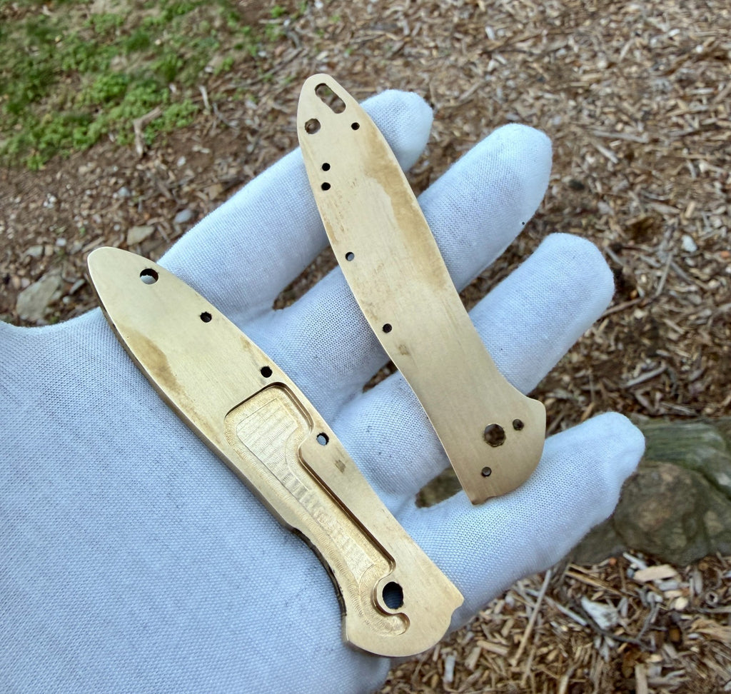 Brass Engraved Scales for Kershaw Leek – Norse Design – Made in USA –