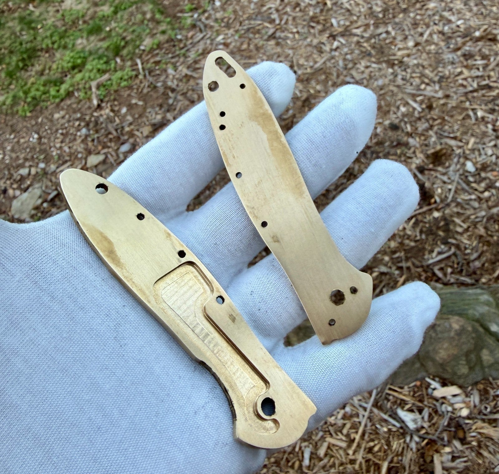 Brass Engraved Scales for Kershaw Leek – Norse Design – Made in USA –