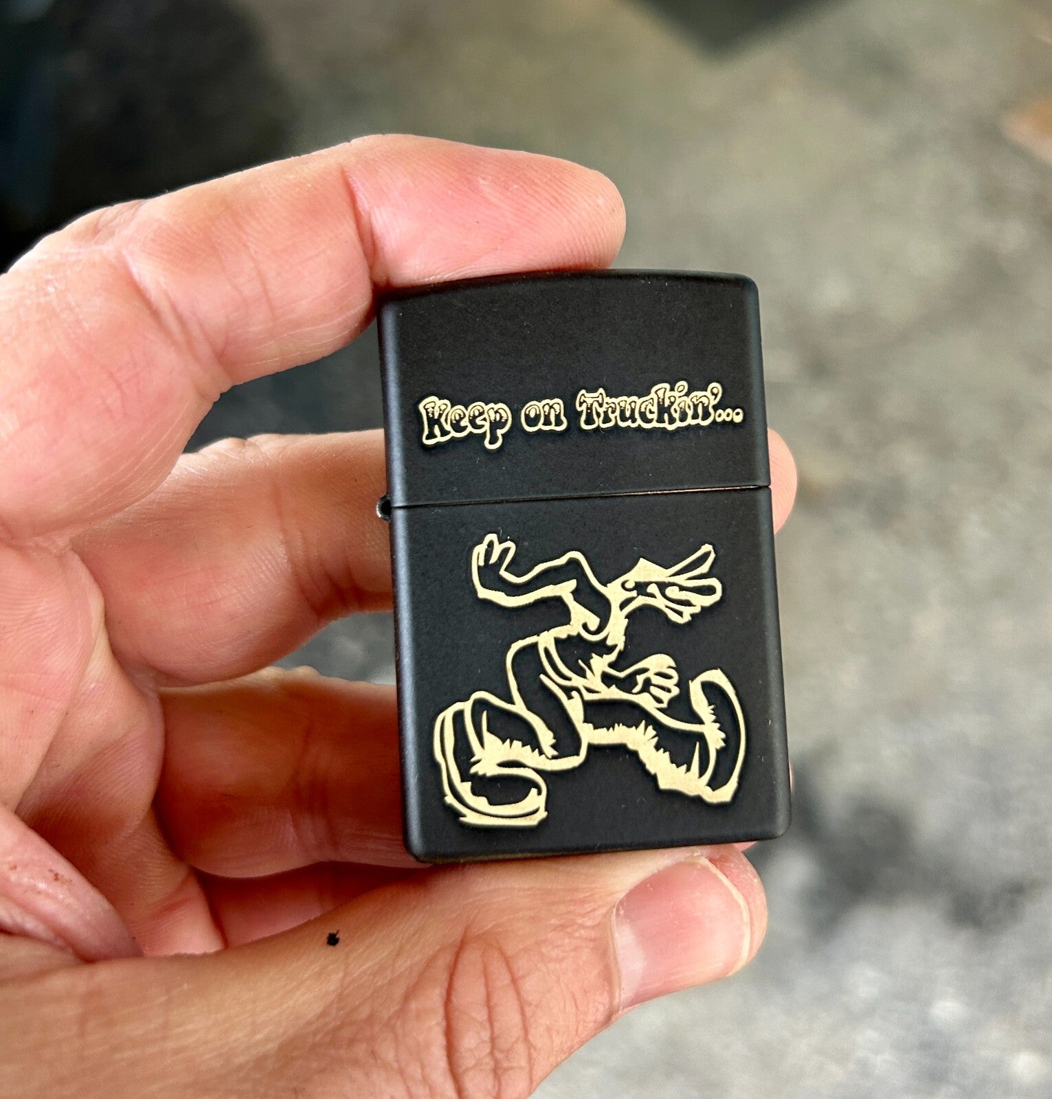 Keep on Truckin Custom Engraved Zippo Lighter | Black Matte | Made in USA |