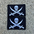 Jolly Roger Embroidered Patch 3"x2" Adhesive Backed | Made in USA Skull Flag