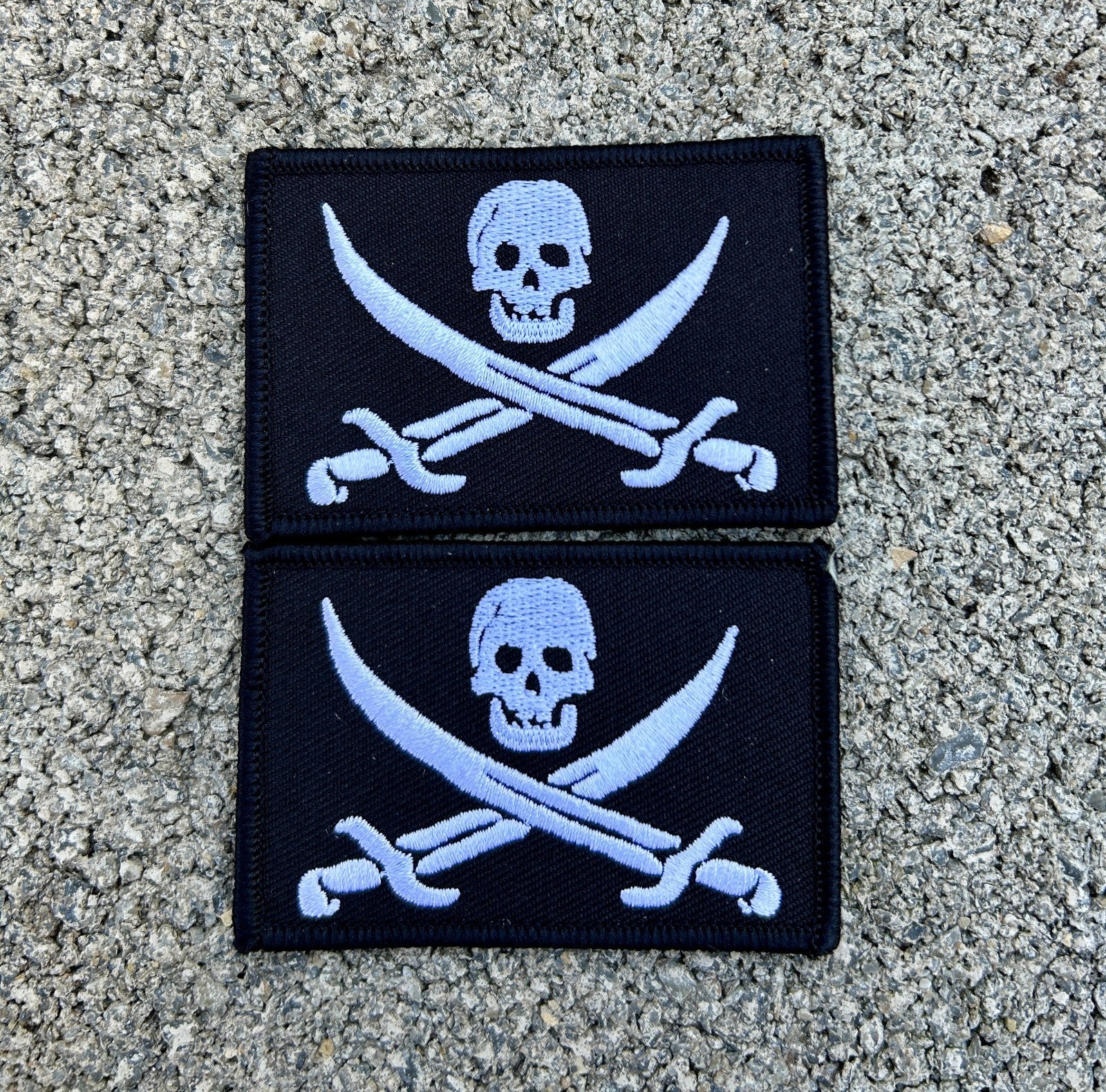 Jolly Roger Embroidered Patch 3"x2" Adhesive Backed | Made in USA Skull Flag