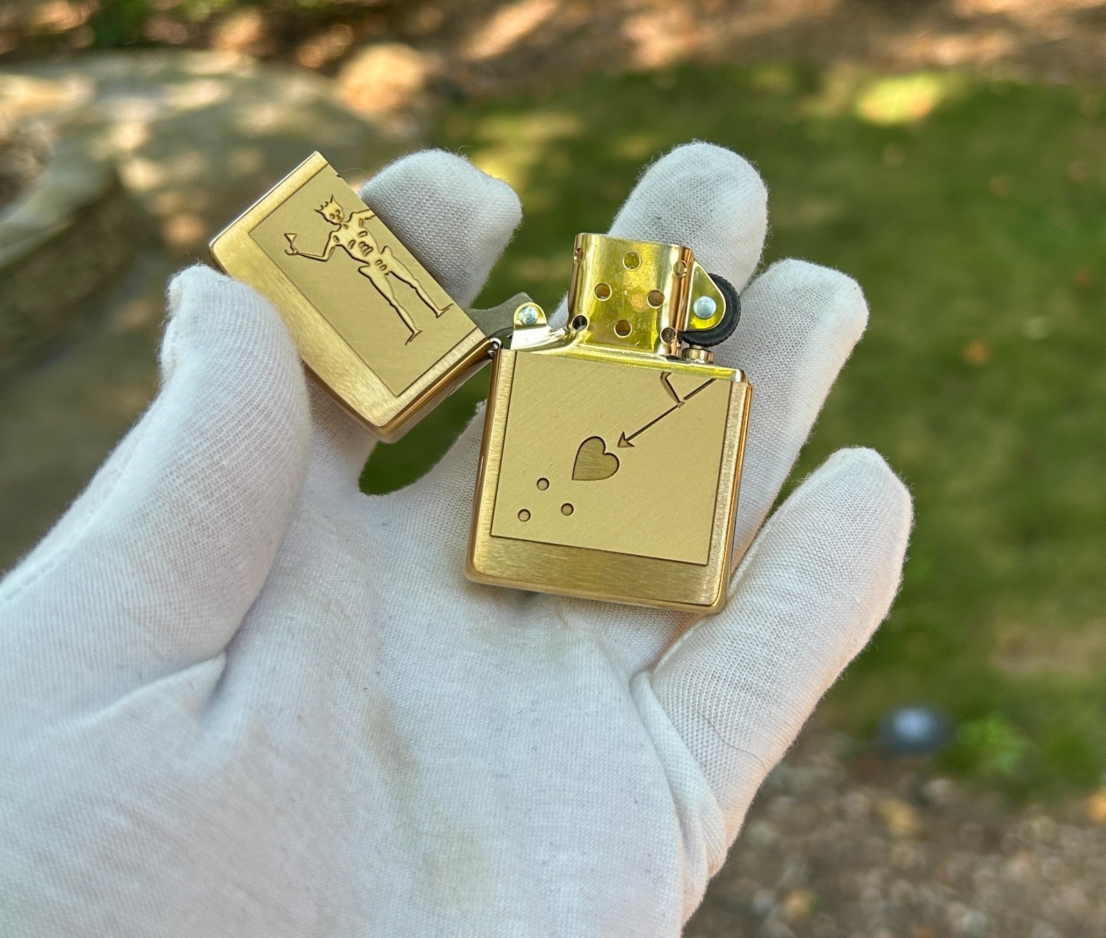 Blackbeard's Flag Brass Zippo | 2-Sided Deep Engraved | Pirate Lighter | USA Mad