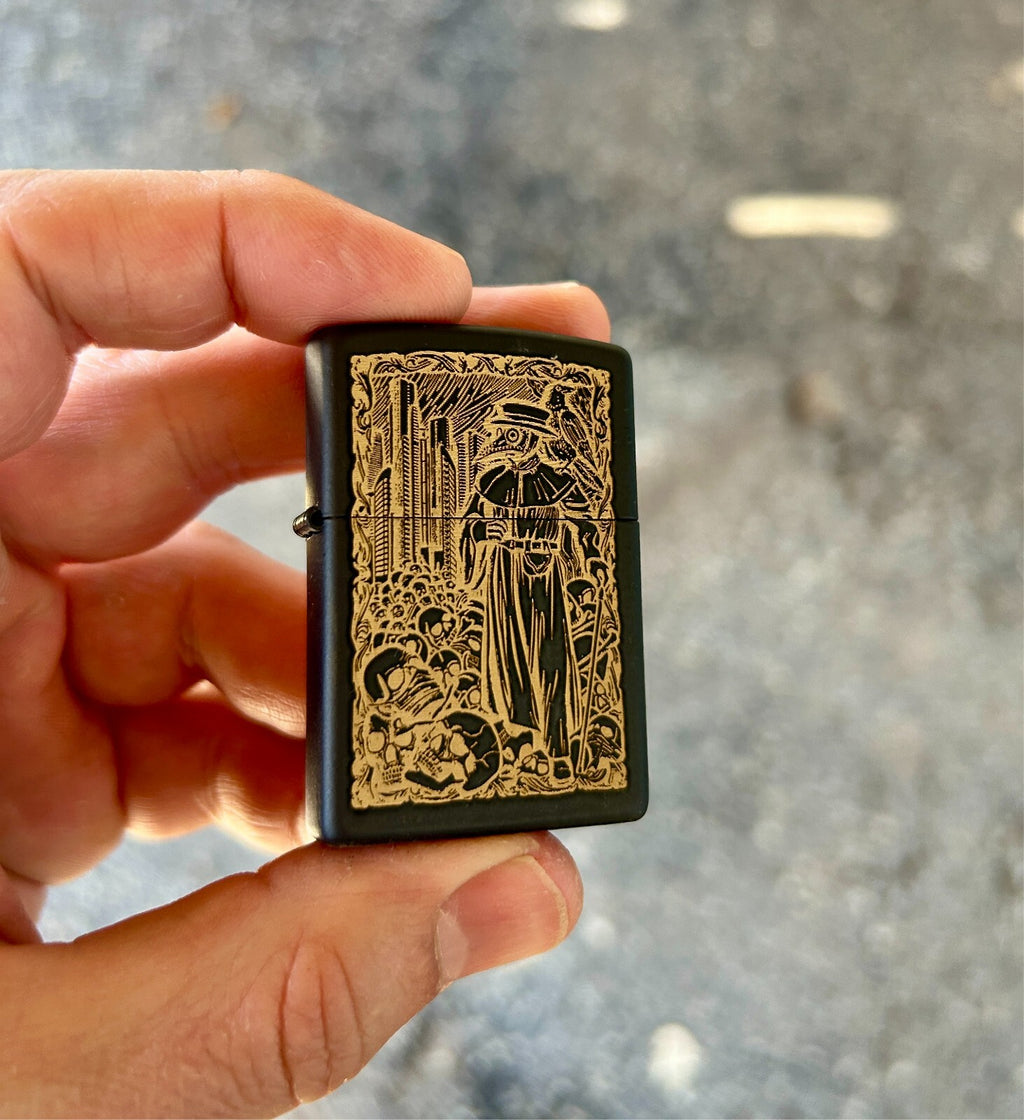 Doctor Plague Custom Engraved Zippo | Black Matte Case | Made in USA
