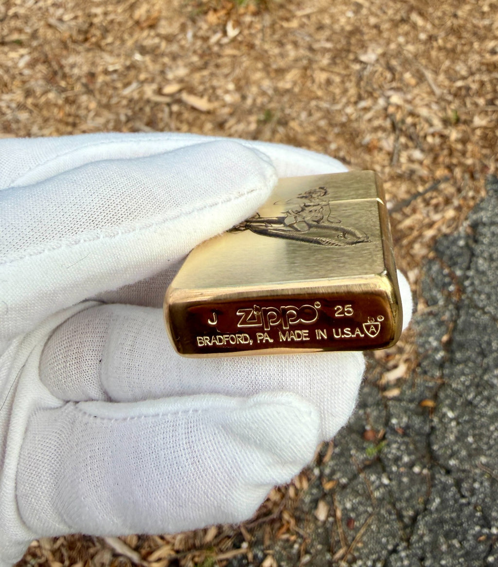 WWII Pinup Girl on Bomb Engraved Brass Armor Zippo Lighter – Made in USA
