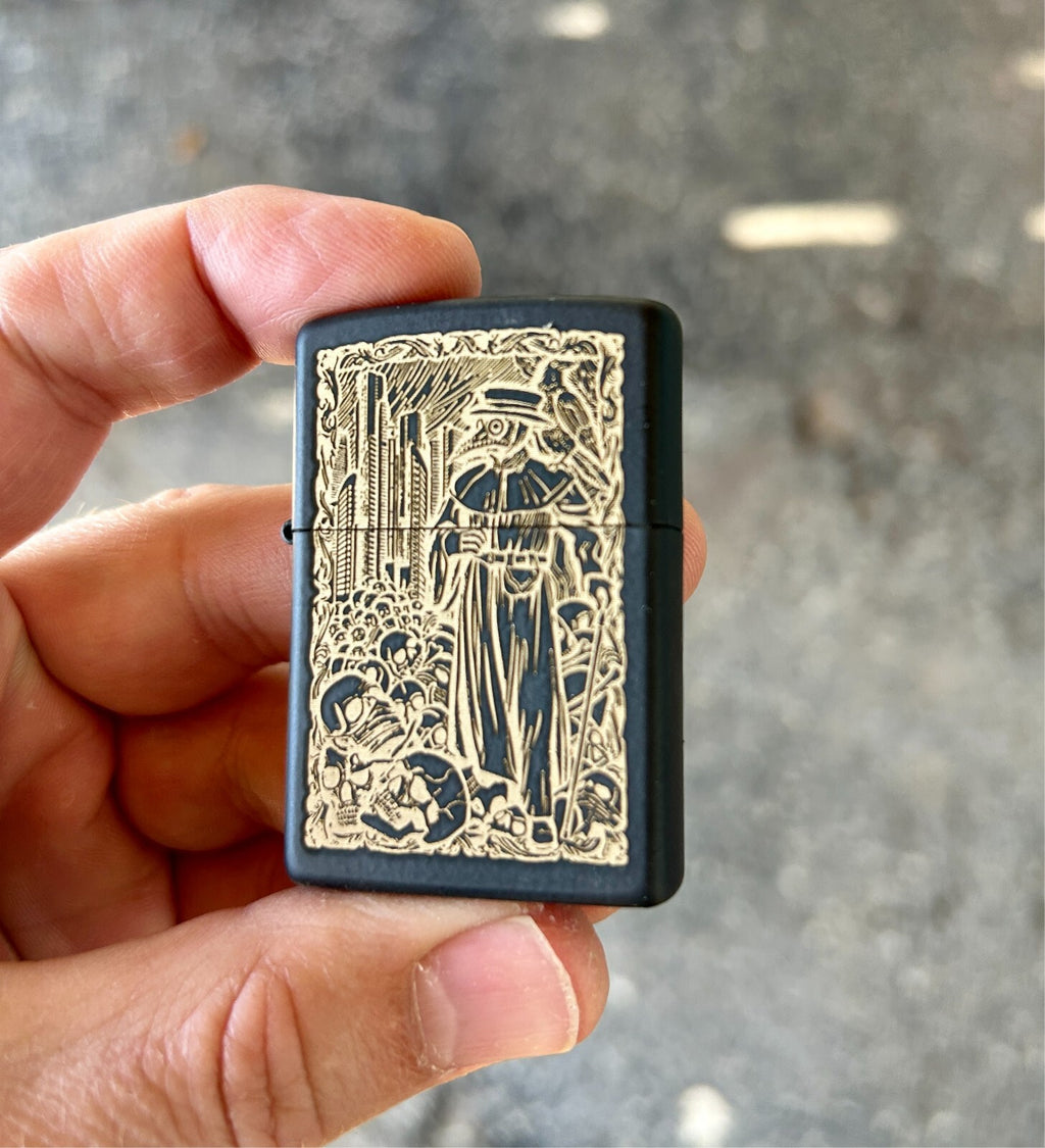 Doctor Plague Custom Engraved Zippo | Black Matte Case | Made in USA