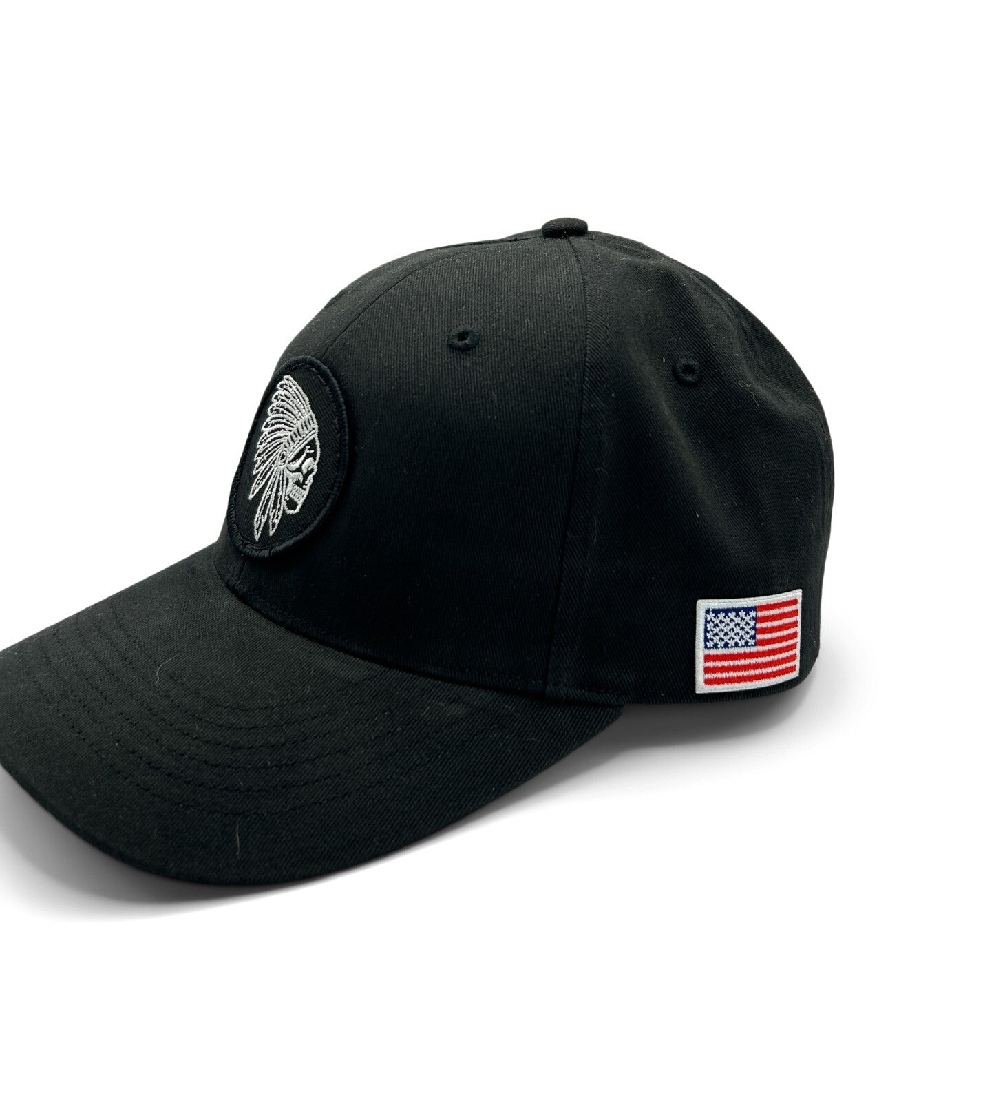 Apache Skull Embroidered Patch Hat | Richardson Black | Indian Skull