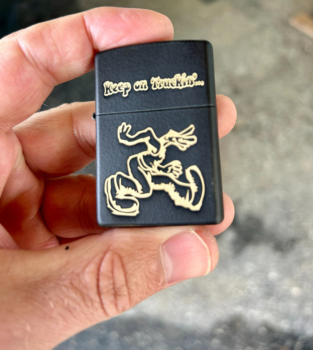 Keep on Truckin Custom Engraved Zippo Lighter | Black Matte | Made in USA |