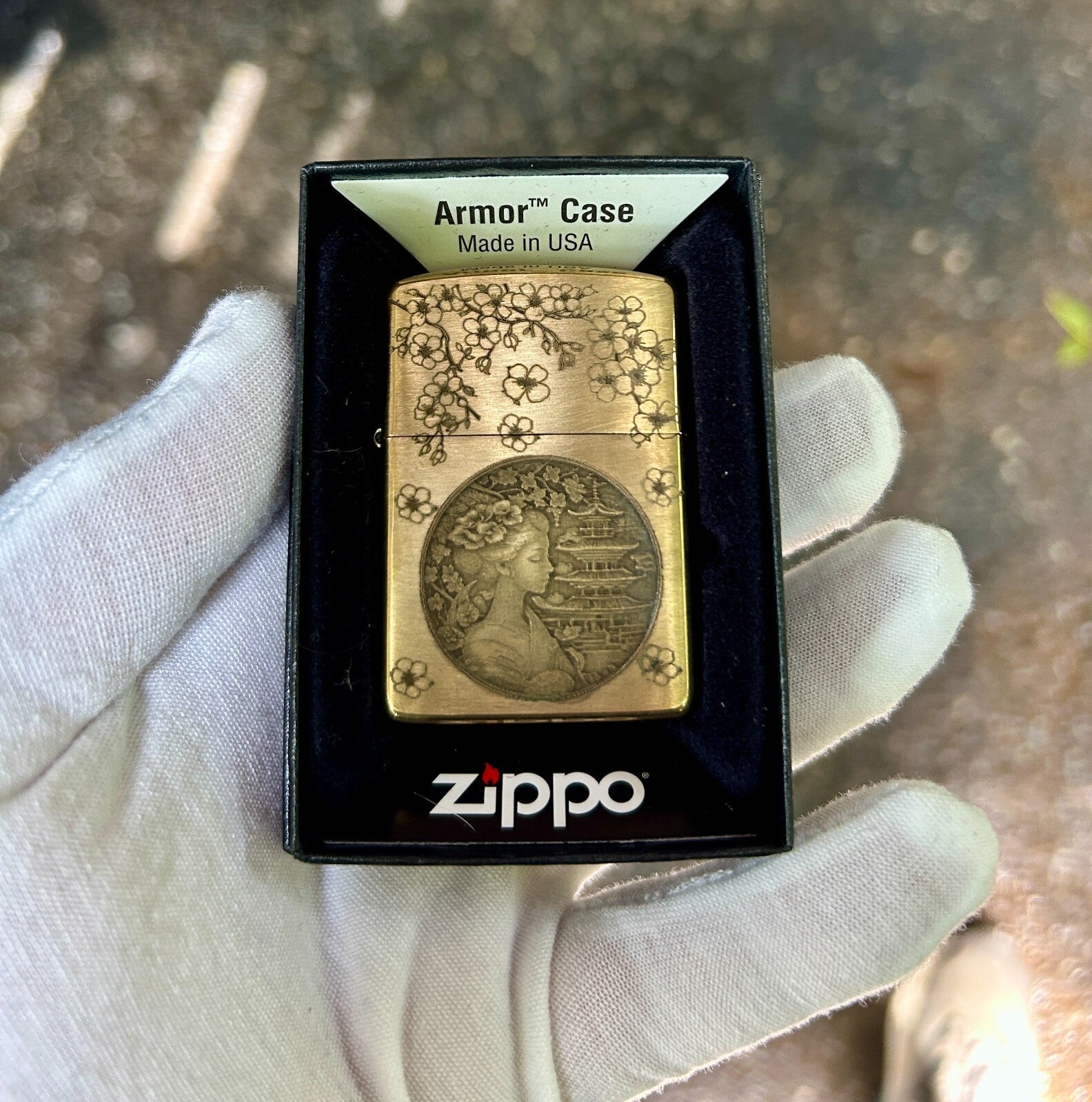 Japanese Geisha Armor Zippo Lighter | Custom Engraved Brass | Made in USA |