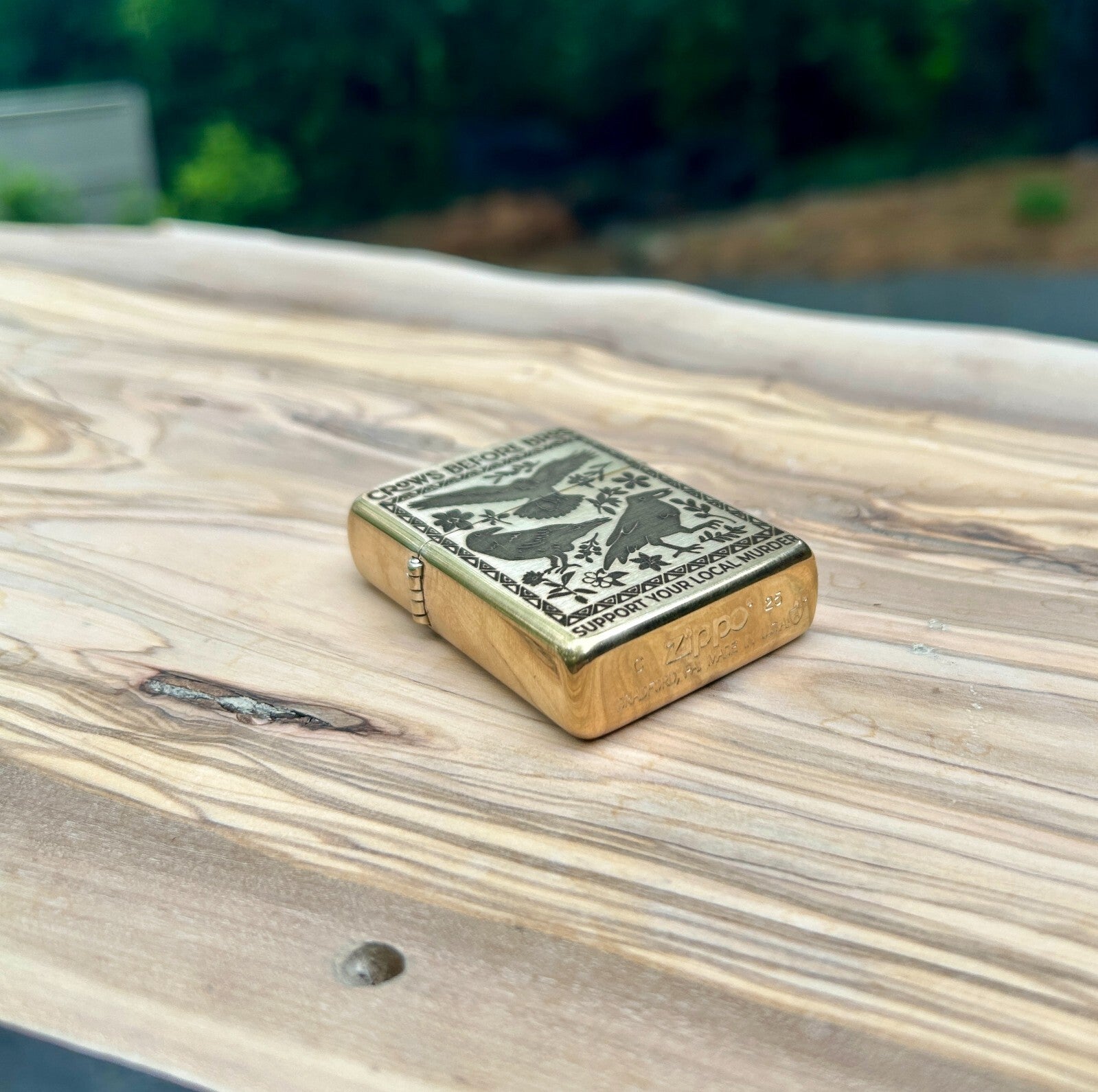 Crow Murder Custom Engraved Zippo | Armor Case | Solid Brass | Made in USA