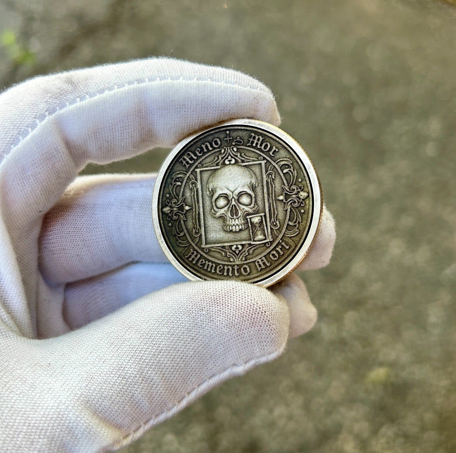 Memento Mori Coin | Solid Brass | 40MM | Engraved in USA | Challenge Coin |