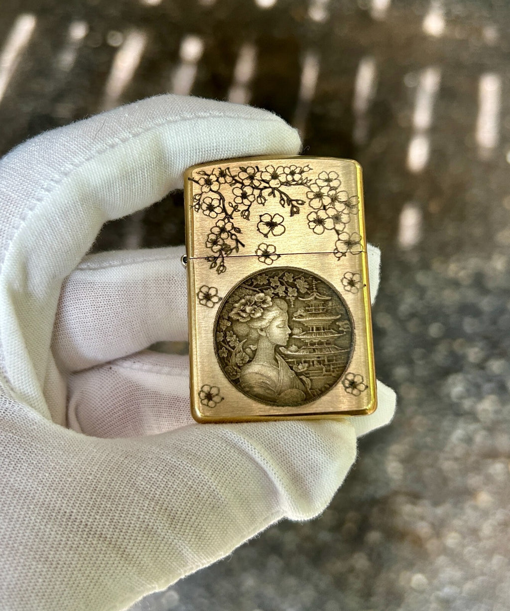 Japanese Geisha Armor Zippo Lighter | Custom Engraved Brass | Made in USA |