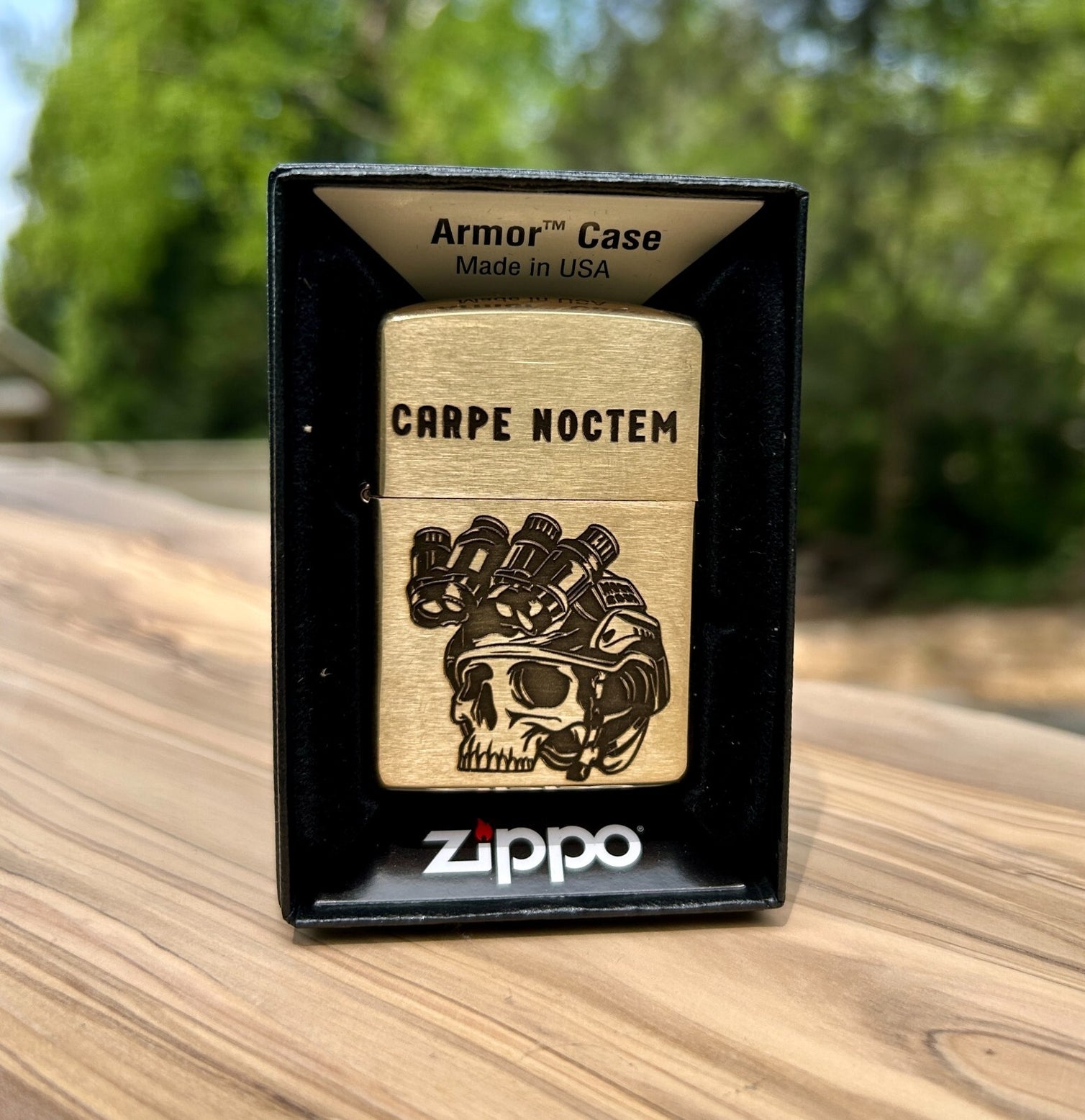 Carpe Noctem Custom Engraved Zippo | Solid Brass Armor Case | Made in USA