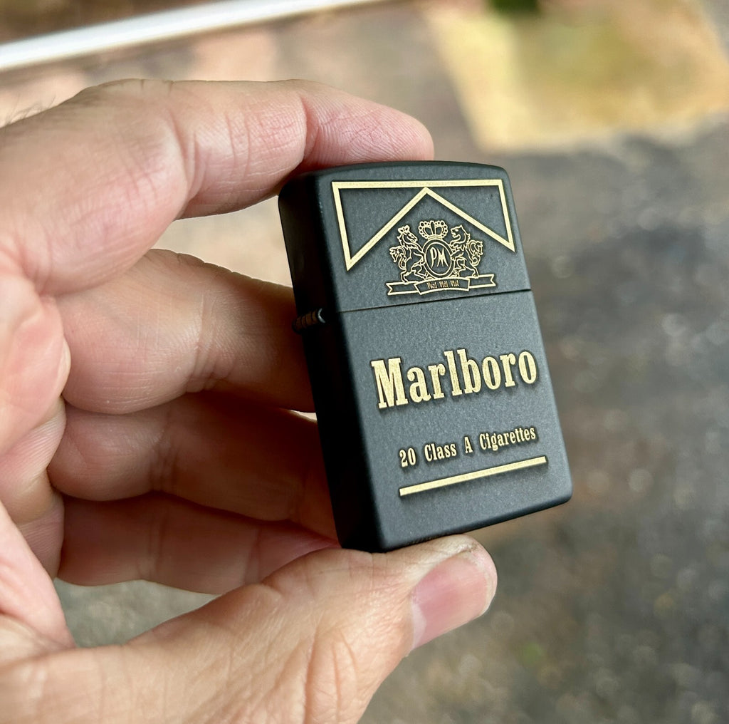 Marlboro Custom Zippo Lighter | Black Matte Zippo | Made In USA