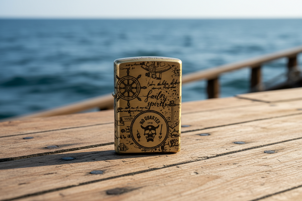 Blackbeard’s Flag/ Maritime | 4 Side Engraved | Brass Armor Zippo