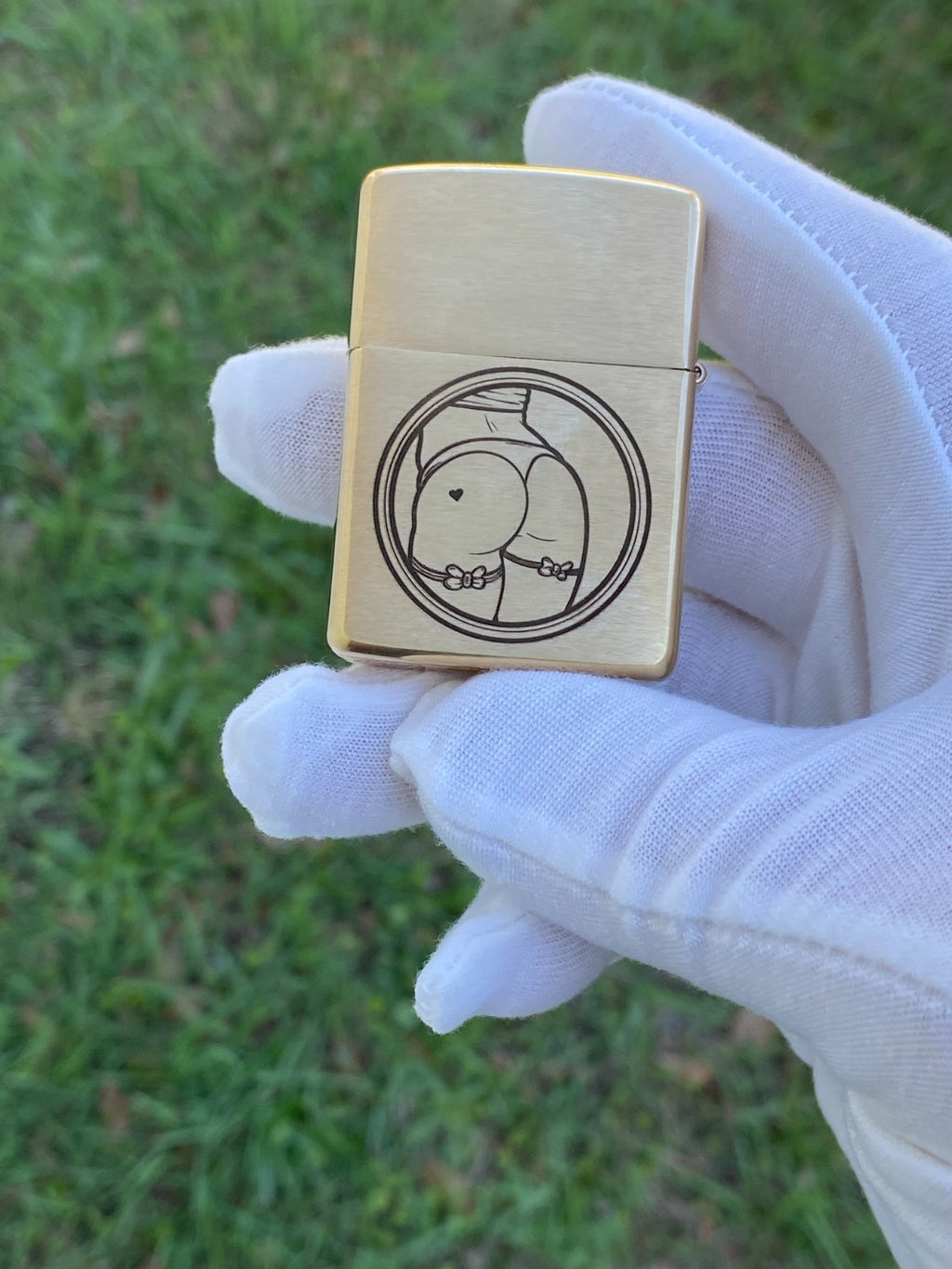 Heads & Tails Vintage Pinup Engraved Brass Armor Zippo – Made & Engraved USA