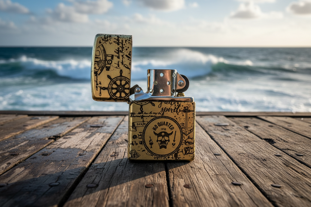 Blackbeard’s Flag/ Maritime | 4 Side Engraved | Brass Armor Zippo