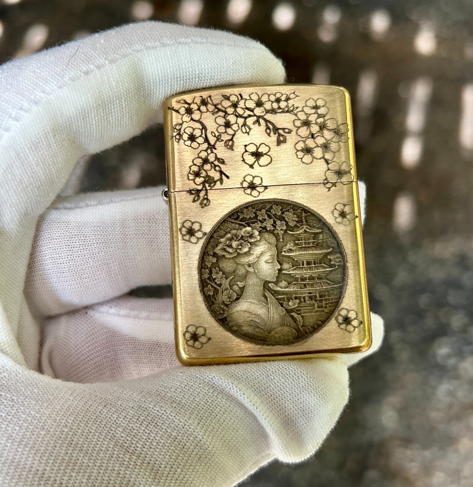 Japanese Geisha Armor Zippo Lighter | Custom Engraved Brass | Made in USA |