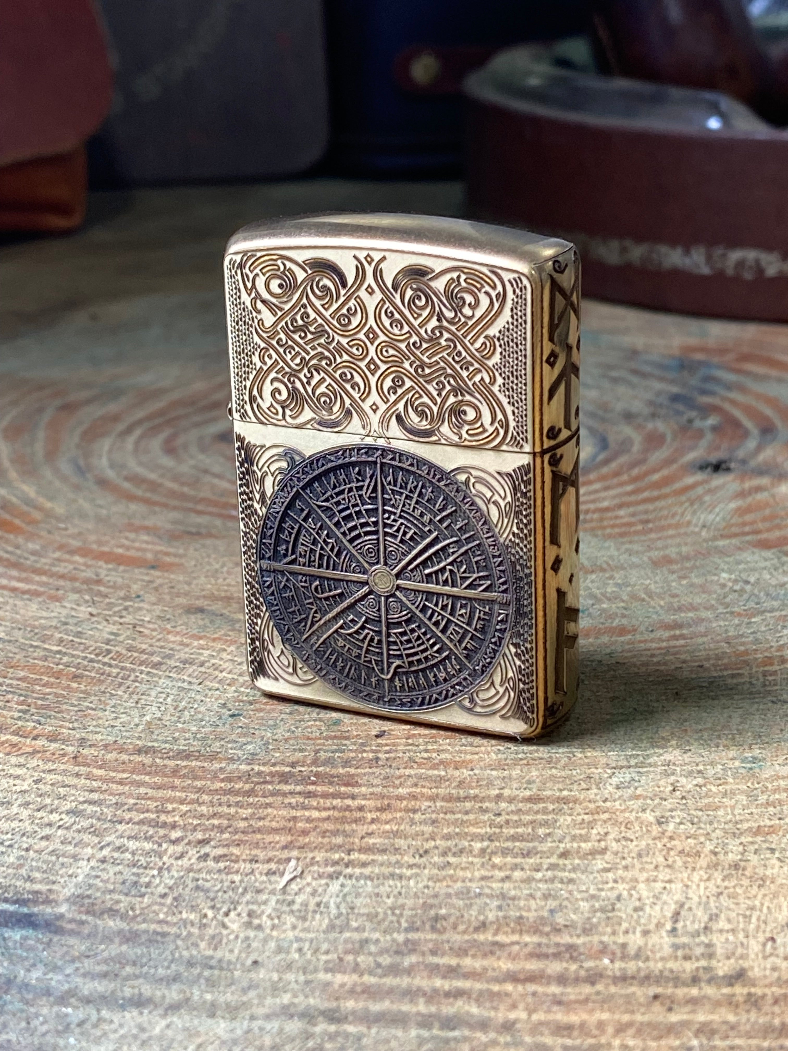 Norse Wayfinder | 4 Side Engraved | Brass Armor Zippo