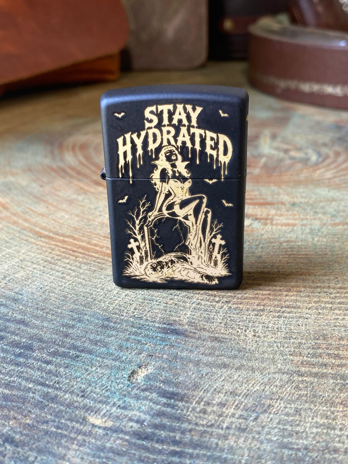 Stay Hydrated Pinup | Halloween Exclusive | 4 Side | Matte Black Zippo
