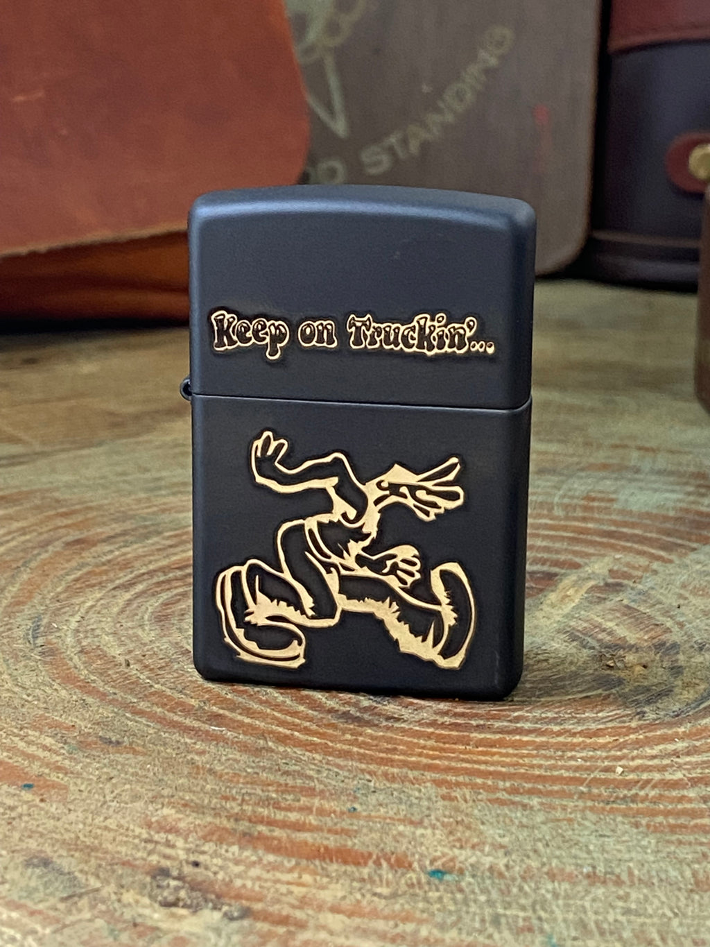 Keep on Truckin Custom Engraved Zippo Lighter | Black Matte | Made in USA |