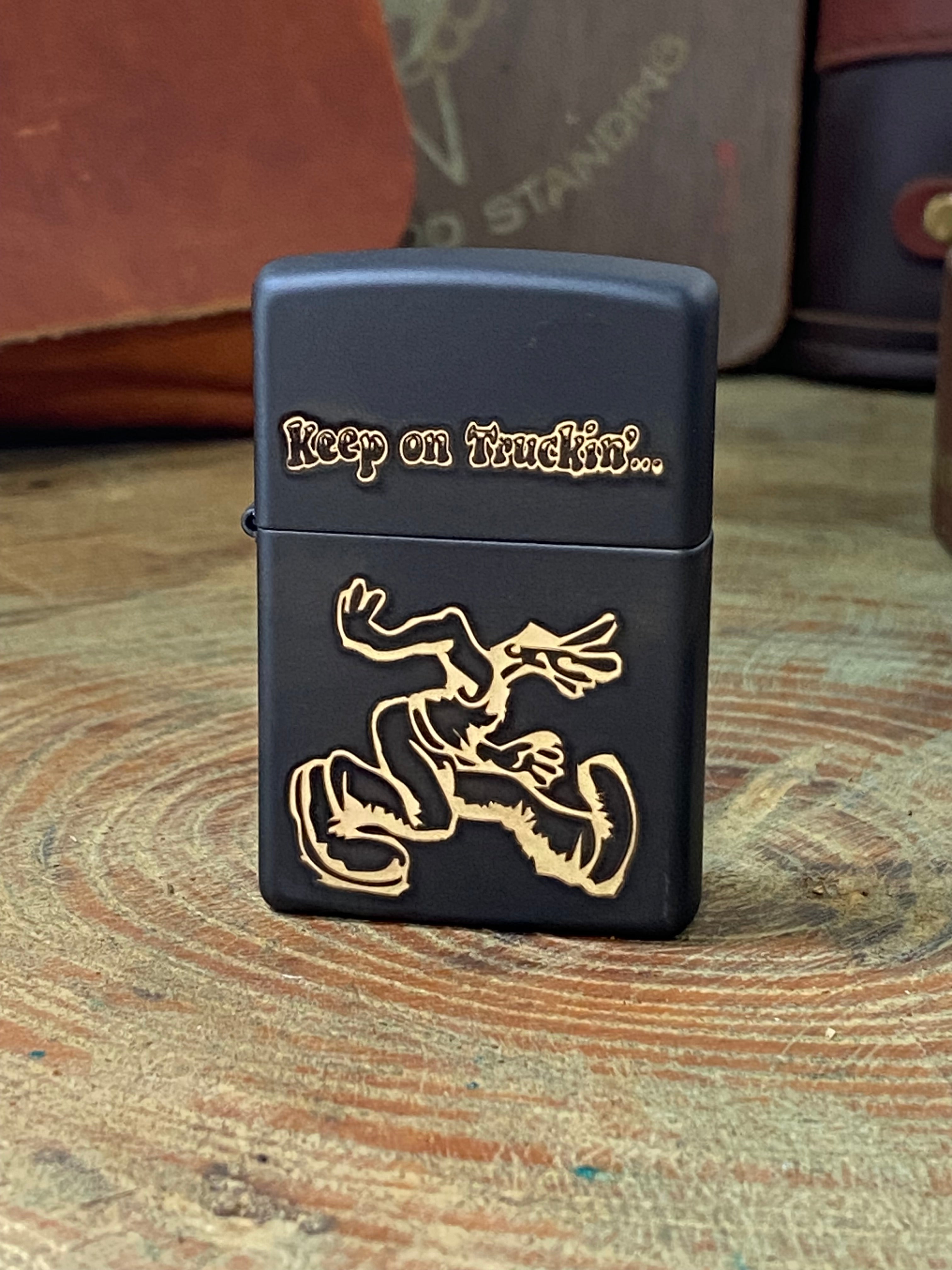 Keep on Truckin Custom Engraved Zippo Lighter | Black Matte | Made in USA |