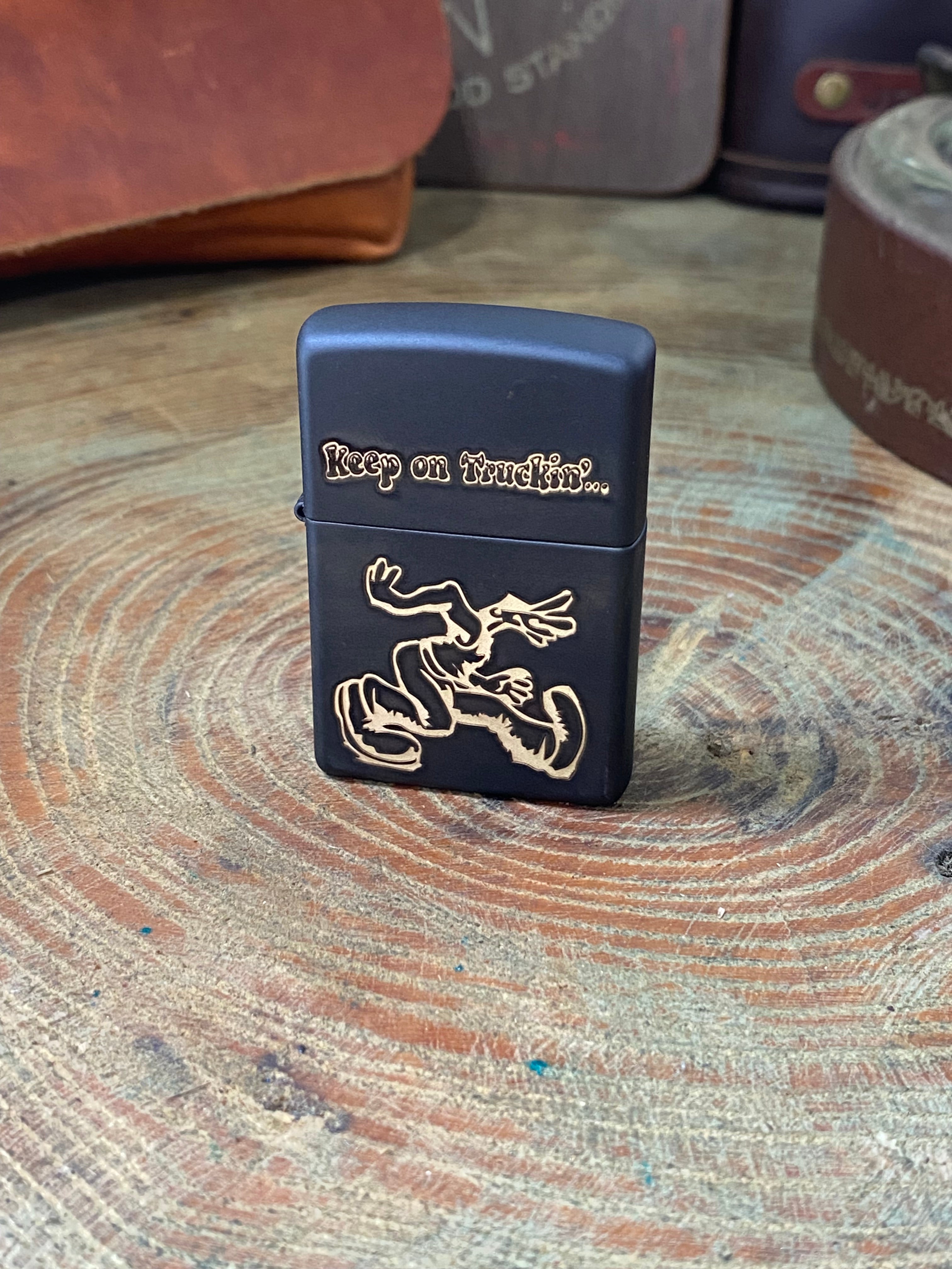 Keep on Truckin Custom Engraved Zippo Lighter | Black Matte | Made in USA |