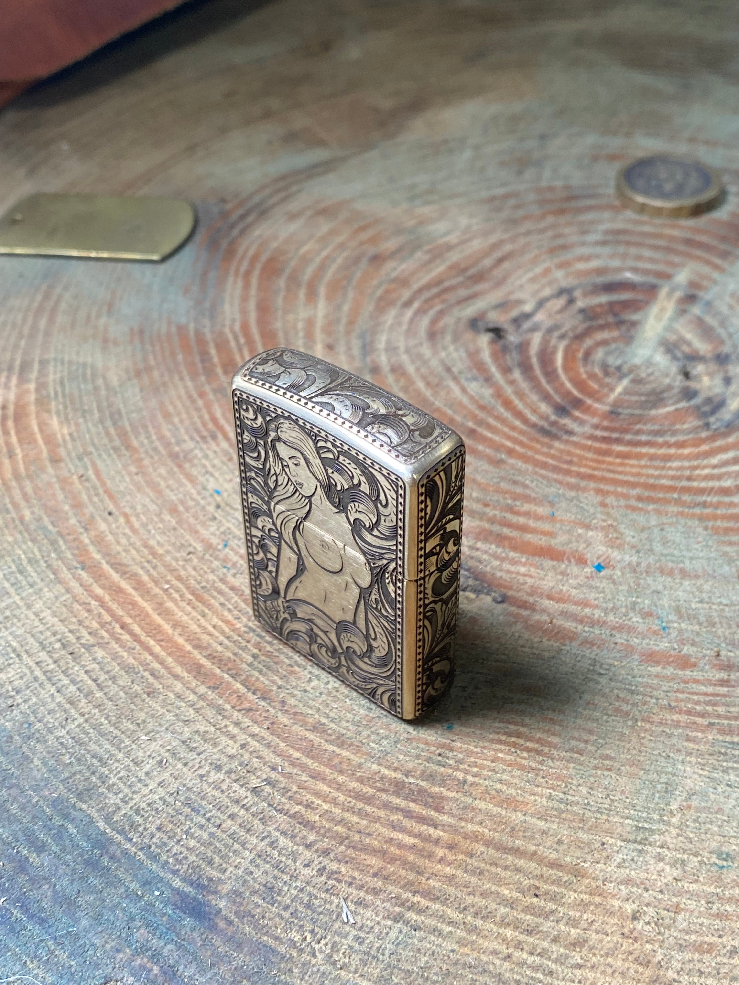 Pinup Girl | 5 Side Engraved | Brass Armor Zippo