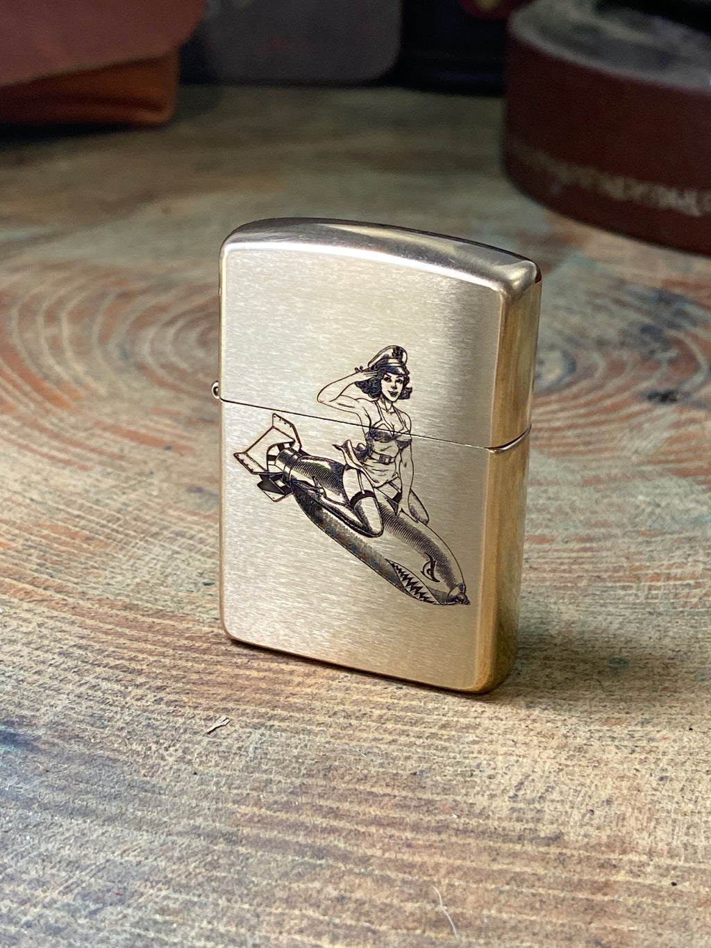 WWII Pinup Bomb | Brass Armor Zippo