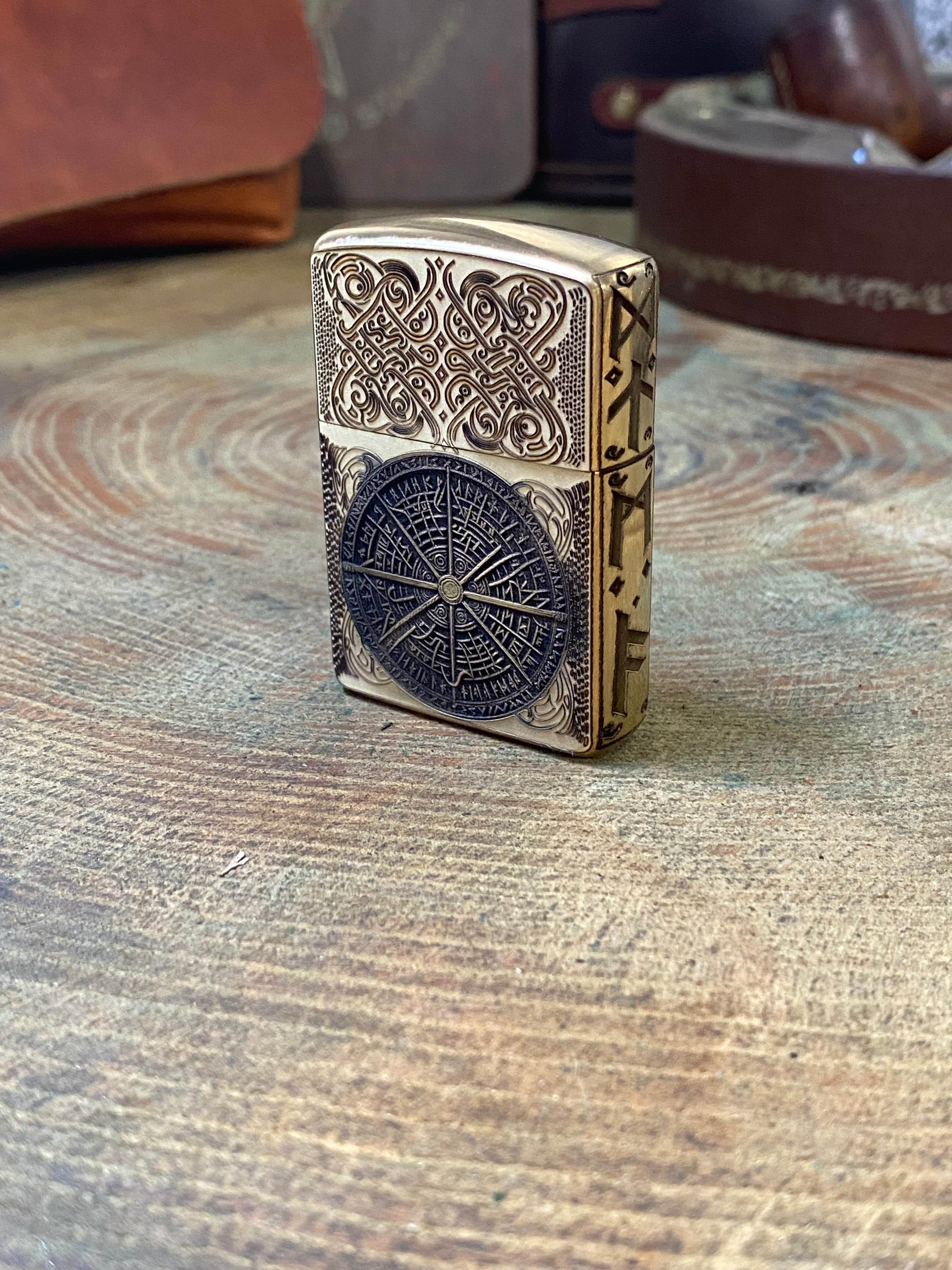Norse Wayfinder | 4 Side Engraved | Brass Armor Zippo